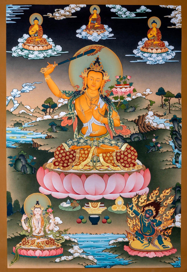 Manjushri Thangka Painting - Himalayas Shop
