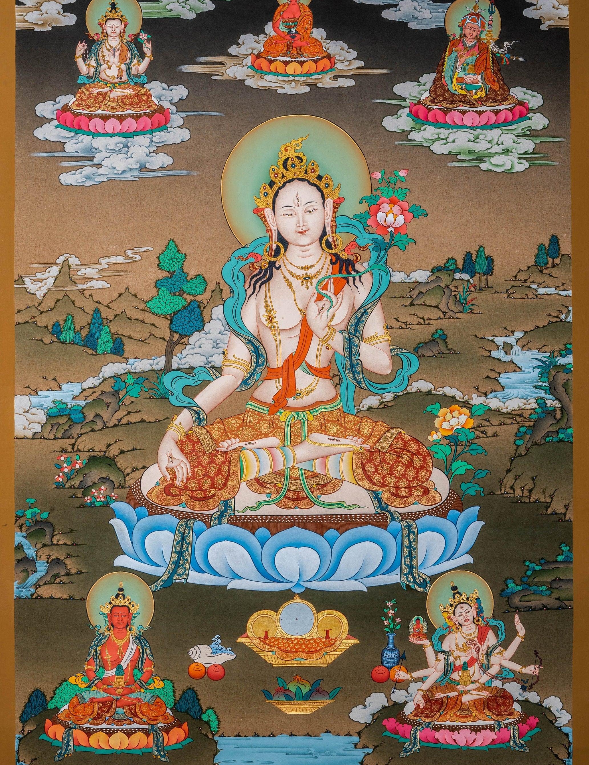White Tara Thangka Painting - Himalayas Shop