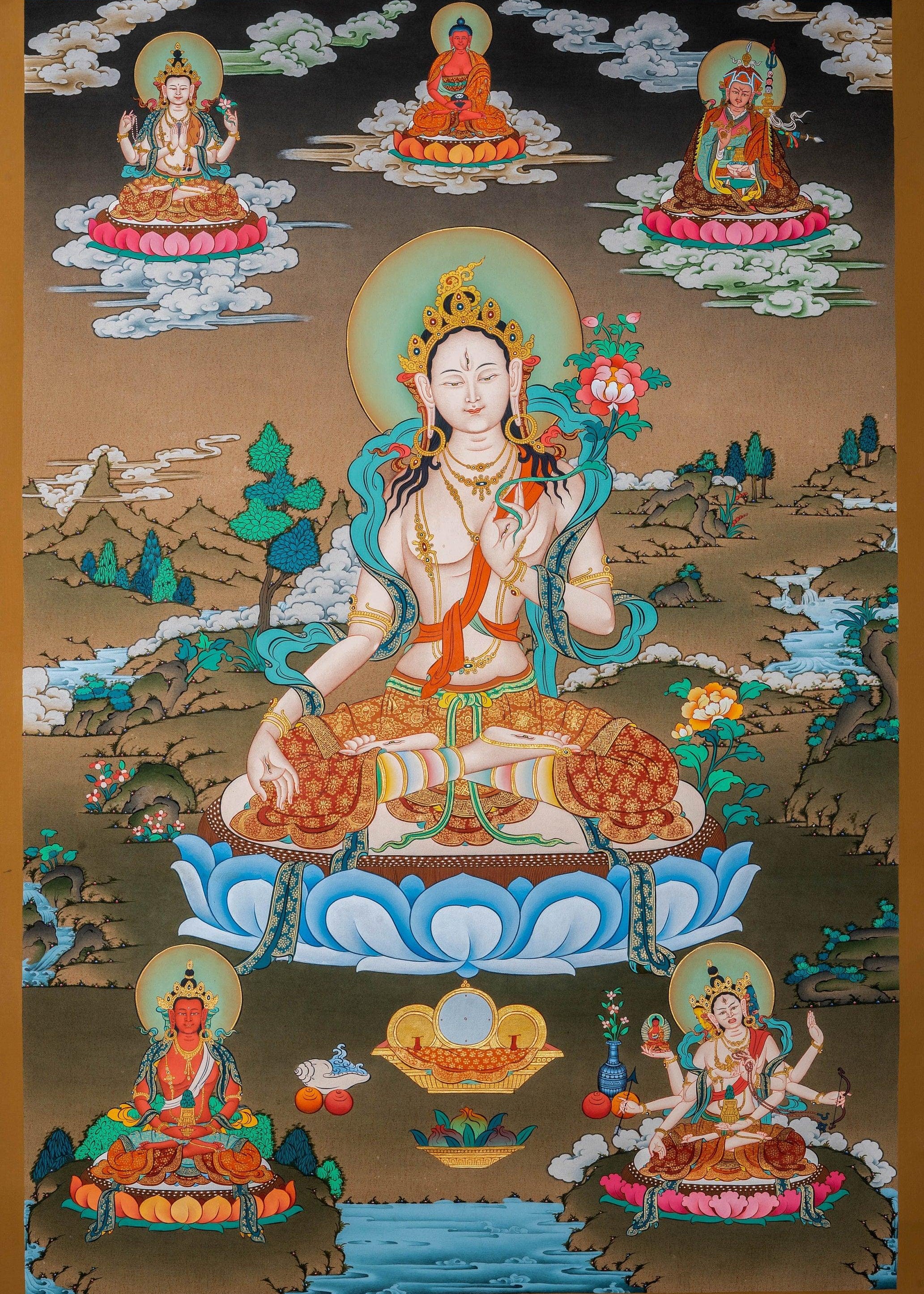 White Tara Thangka Painting - Himalayas Shop