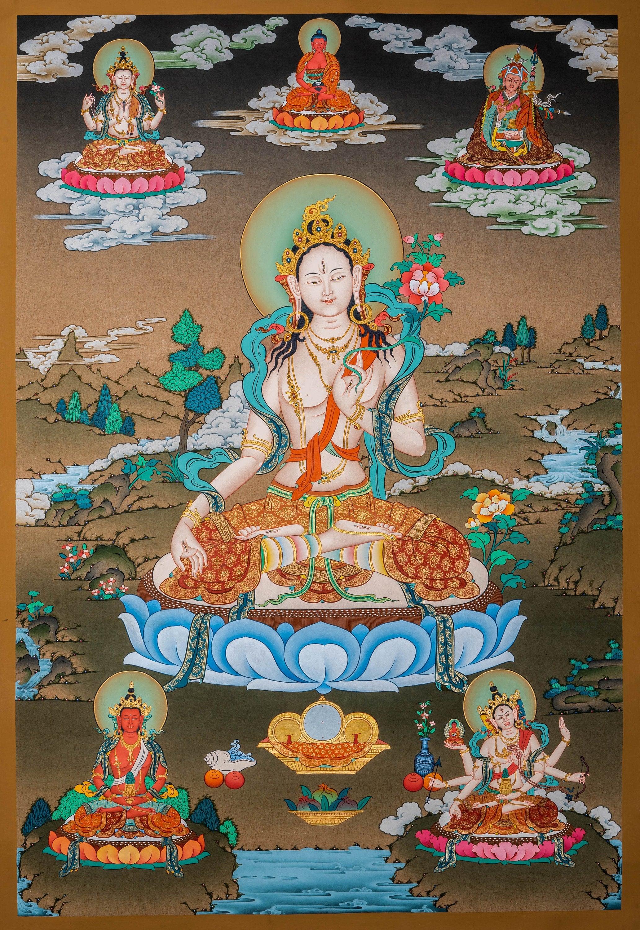 White Tara Thangka Painting - Himalayas Shop