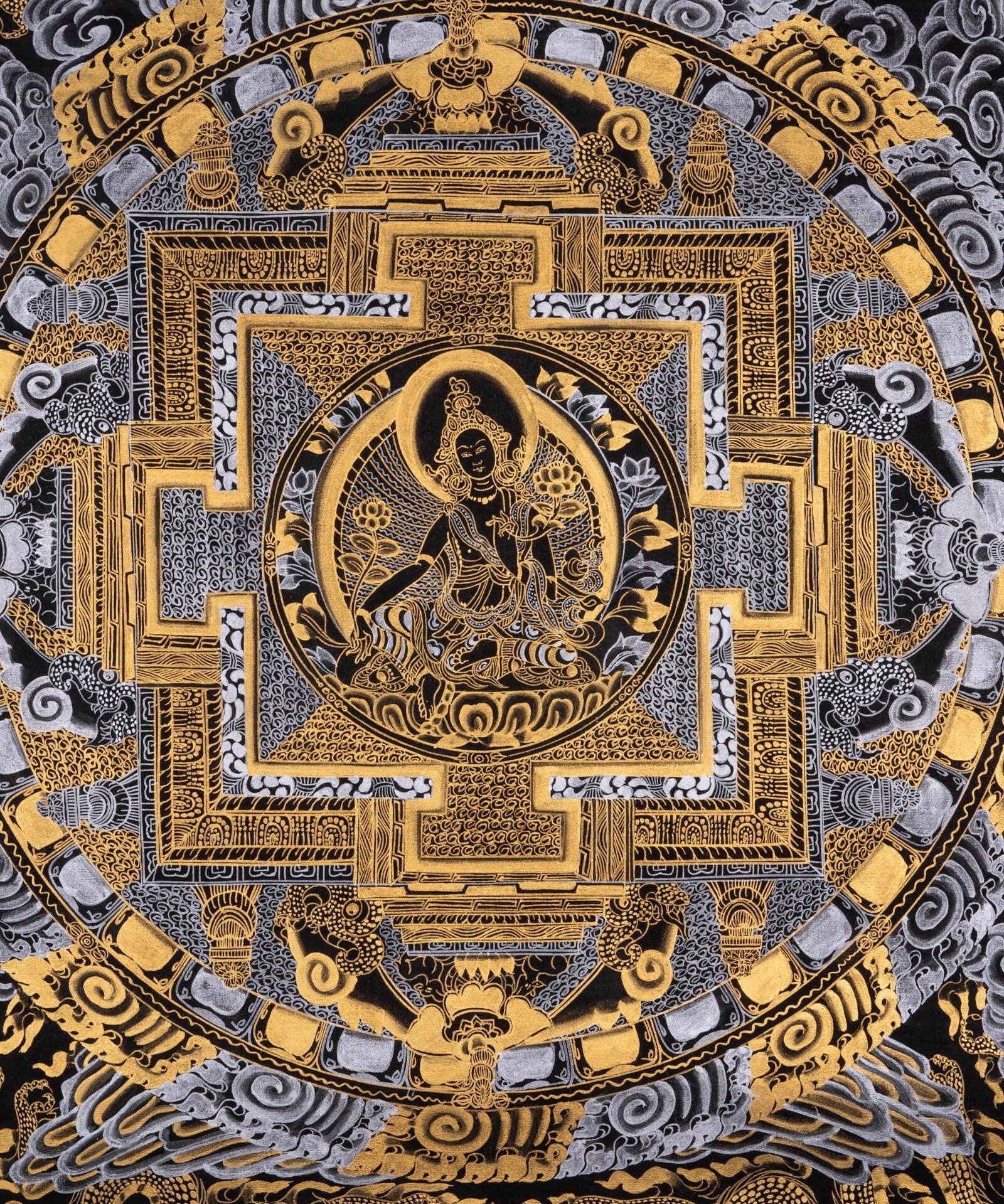 Green Tara Mandala Thangka painting - Himalayas Shop