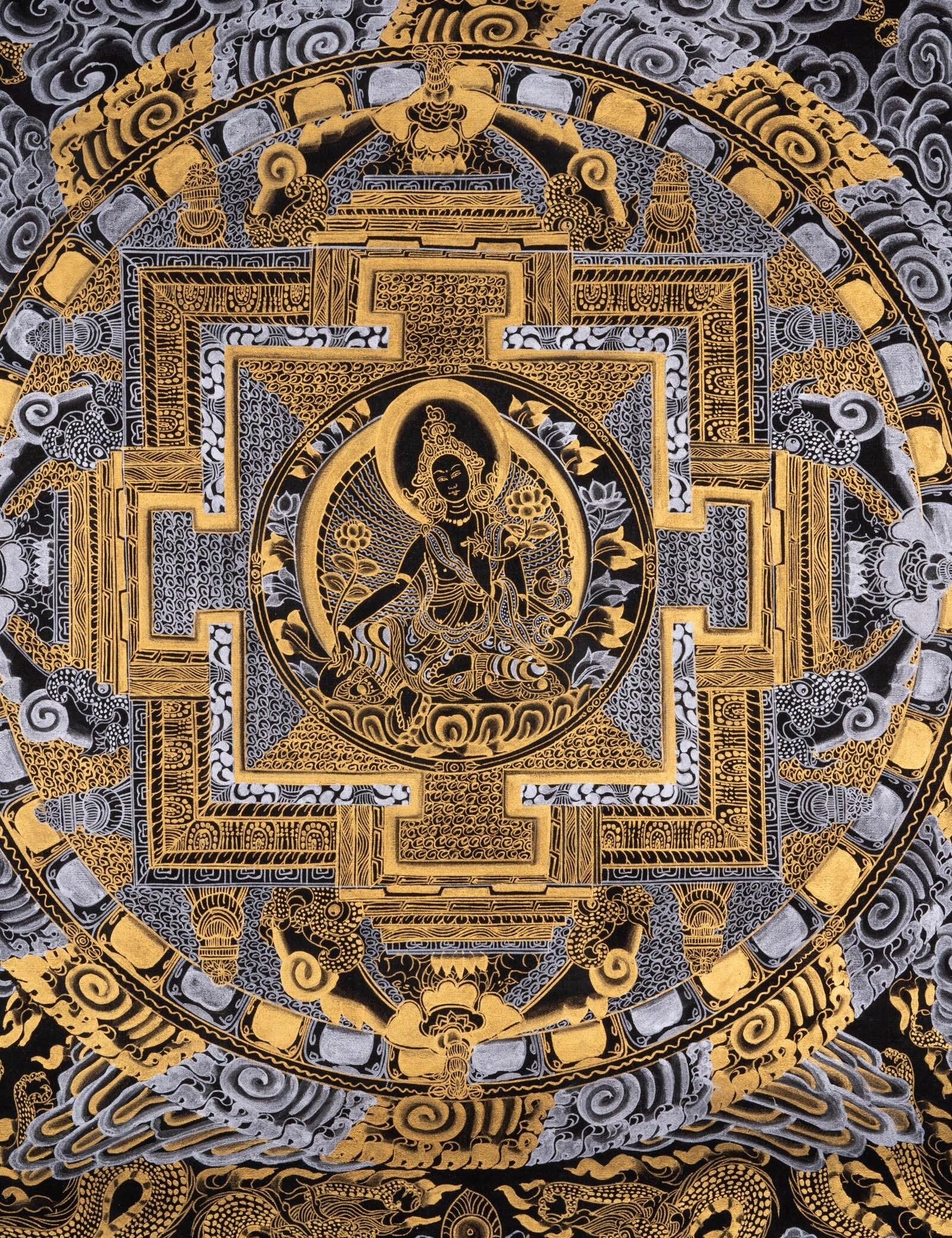 Green Tara Mandala Thangka painting - Himalayas Shop