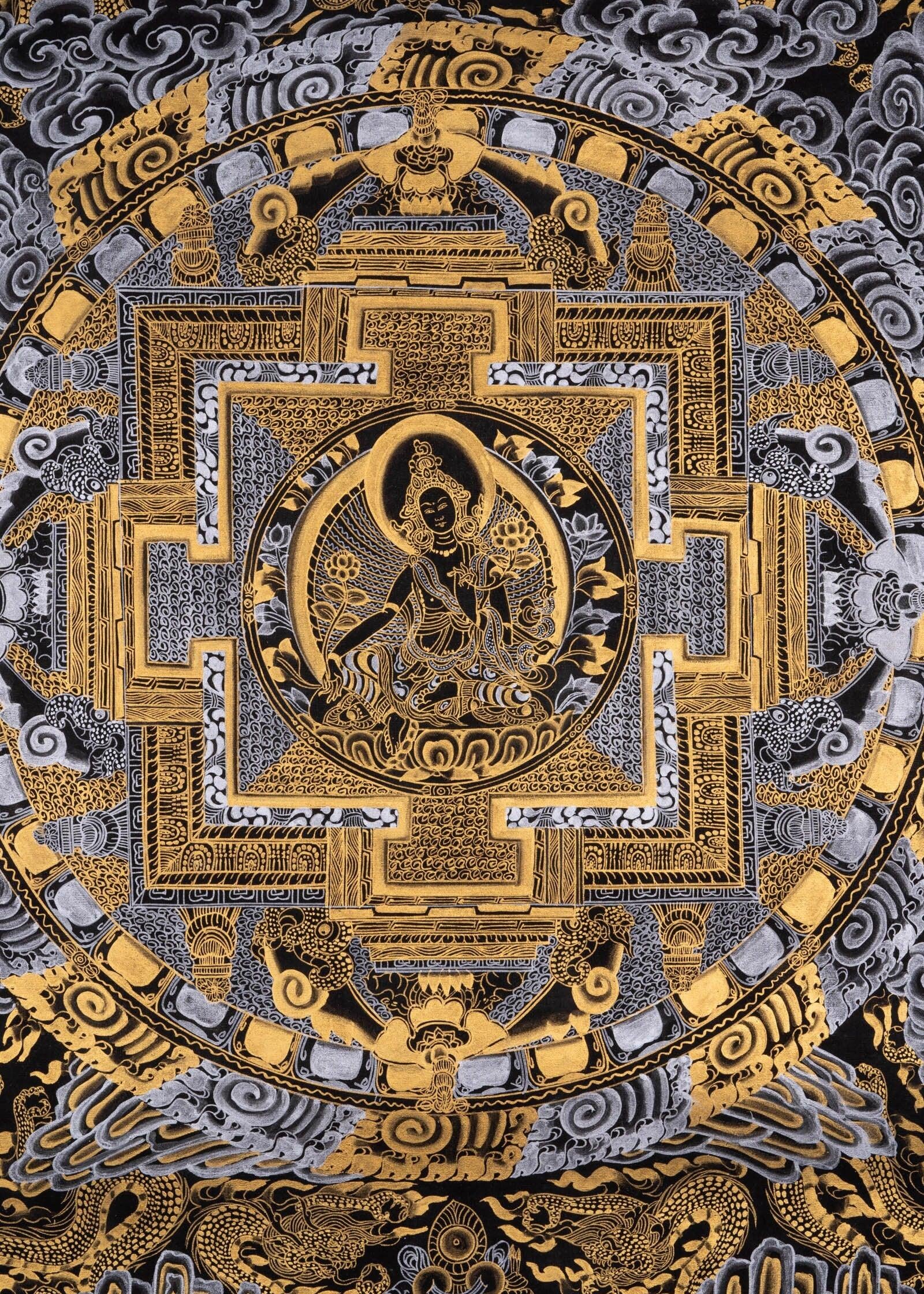 Green Tara Mandala Thangka painting - Himalayas Shop