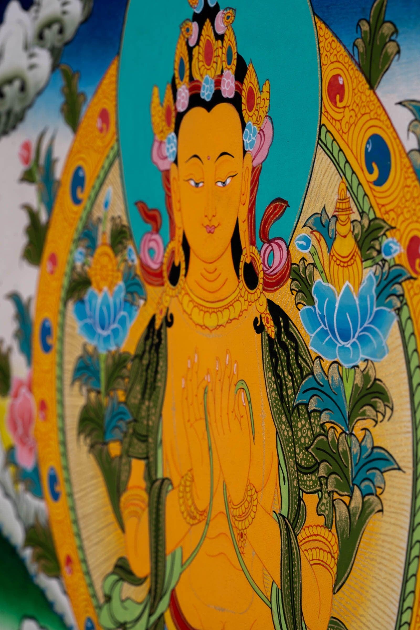 Genuine Thangka Painting of Maitreya Buddha - Himalayas Shop