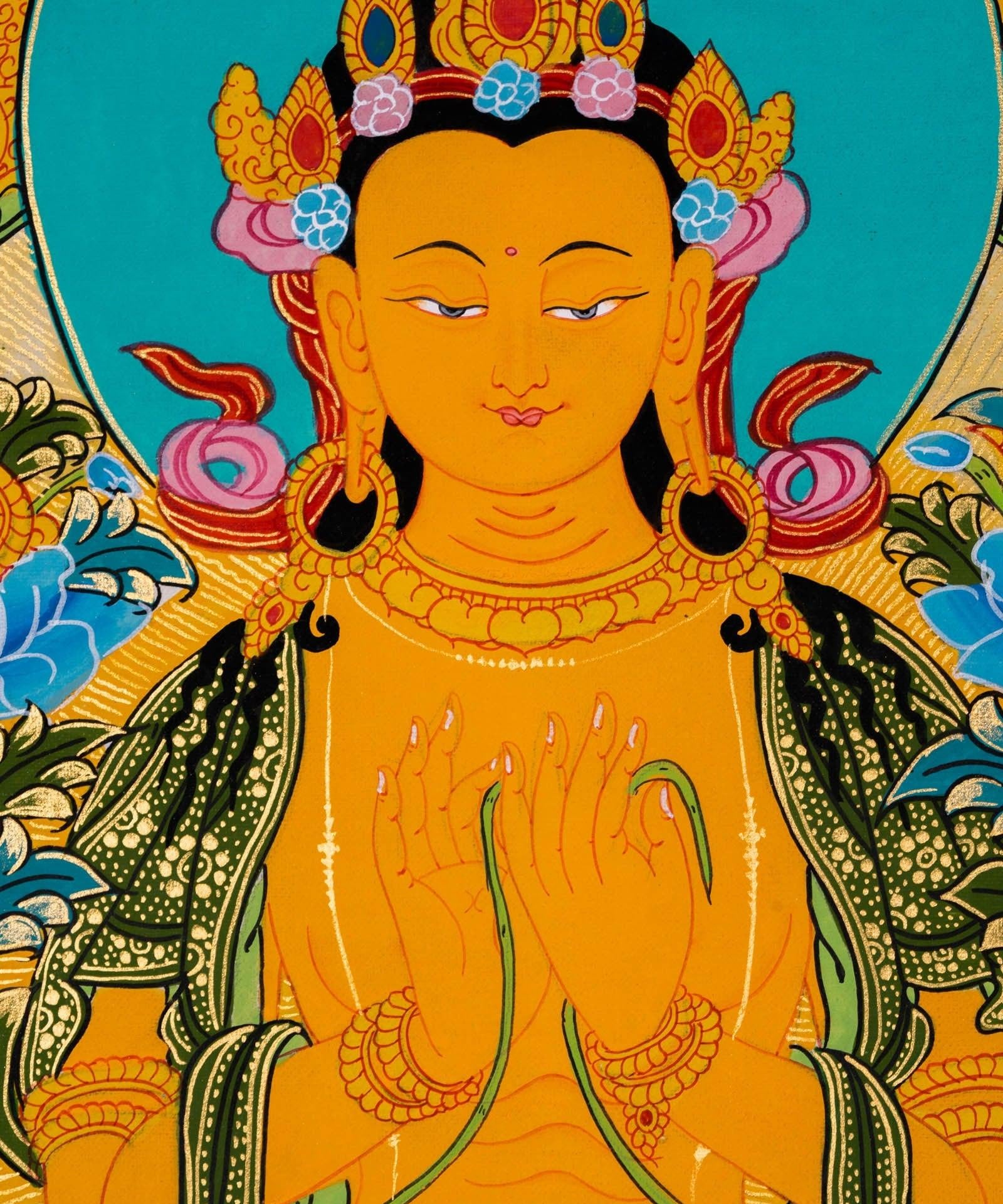 Genuine Thangka Painting of Maitreya Buddha - Himalayas Shop