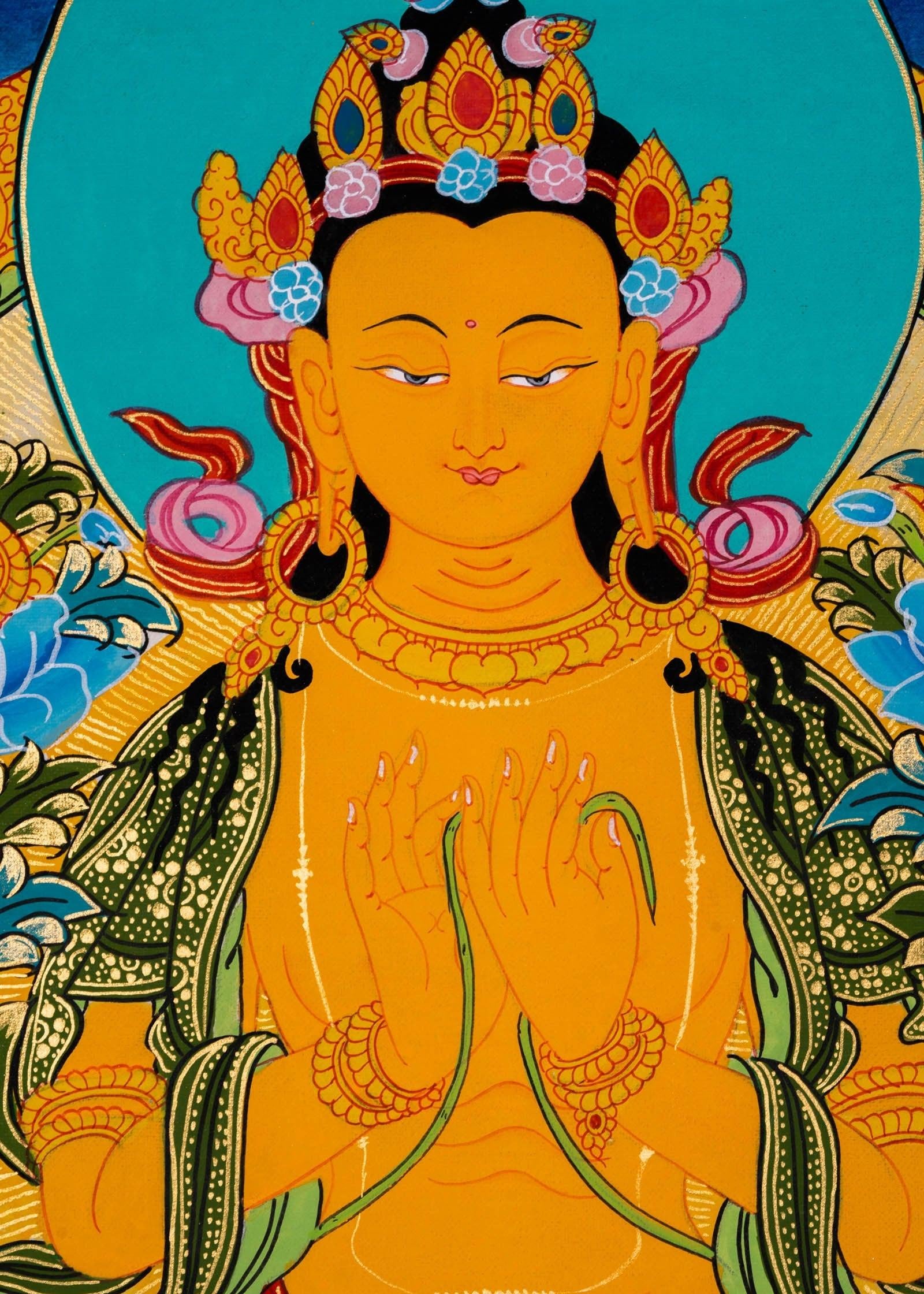 Genuine Thangka Painting of Maitreya Buddha - Himalayas Shop