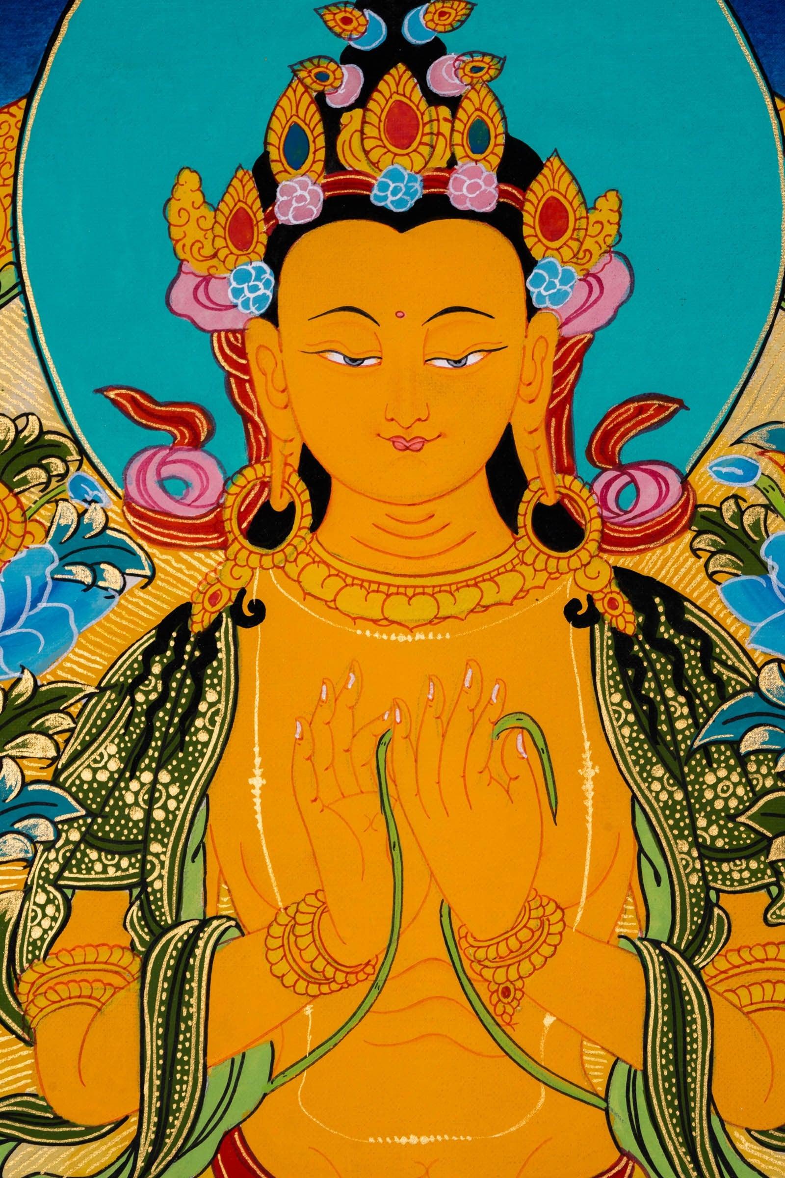 Genuine Thangka Painting of Maitreya Buddha - Himalayas Shop