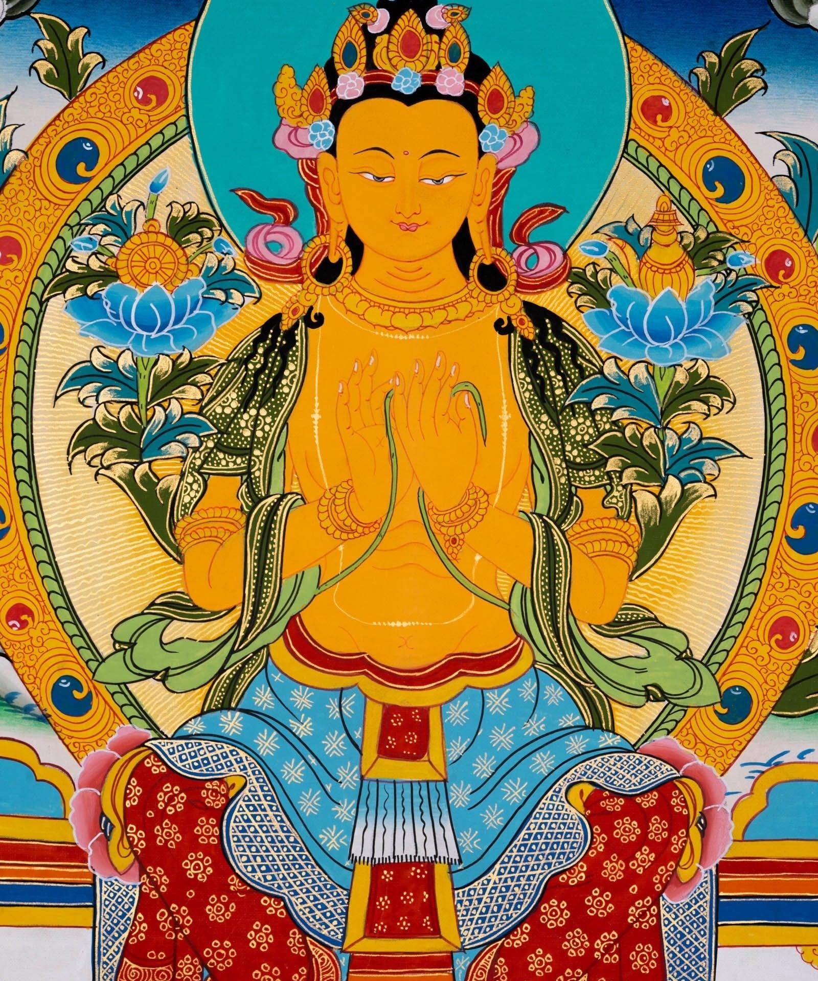 Genuine Thangka Painting of Maitreya Buddha - Himalayas Shop
