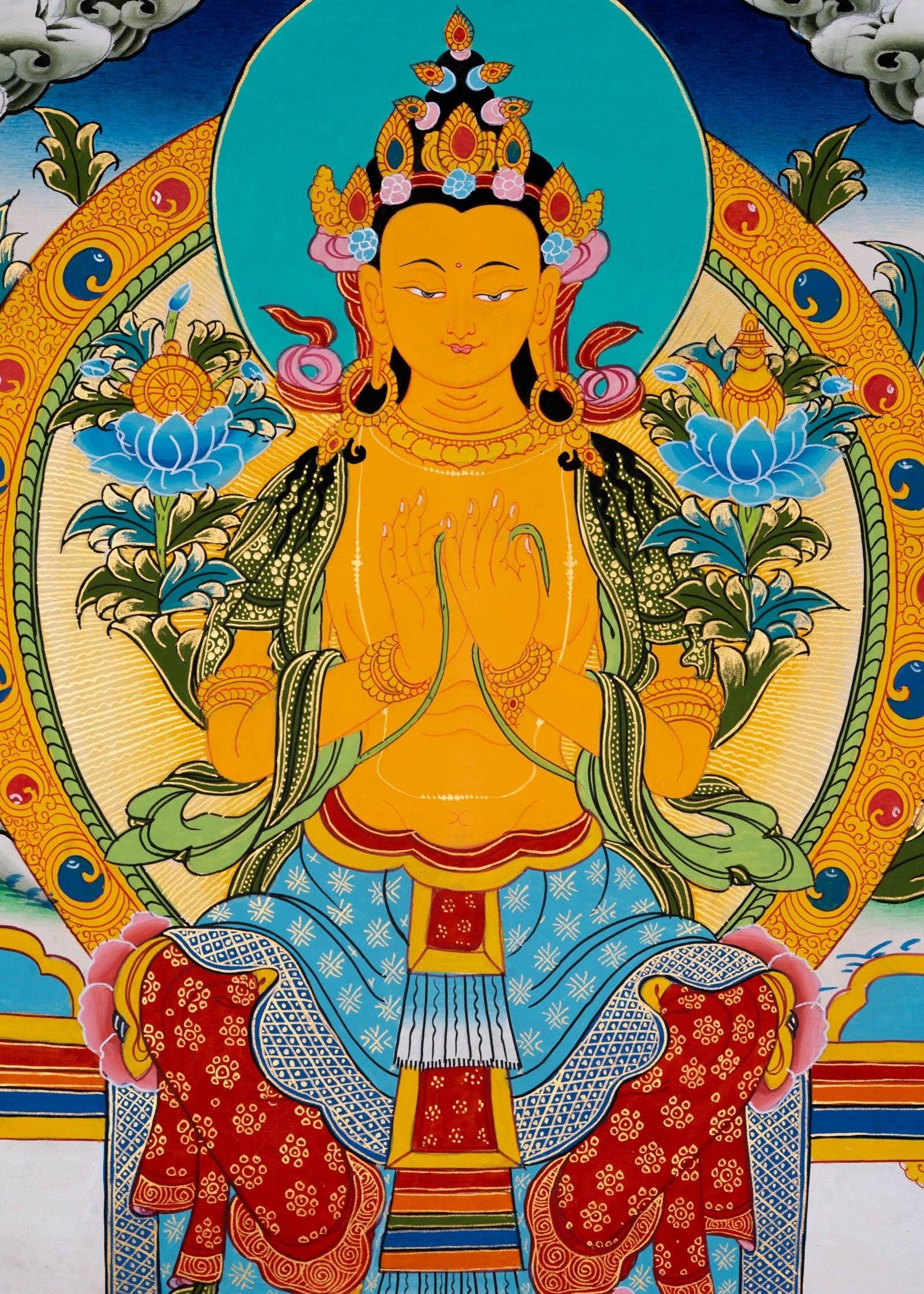 Genuine Thangka Painting of Maitreya Buddha - Himalayas Shop