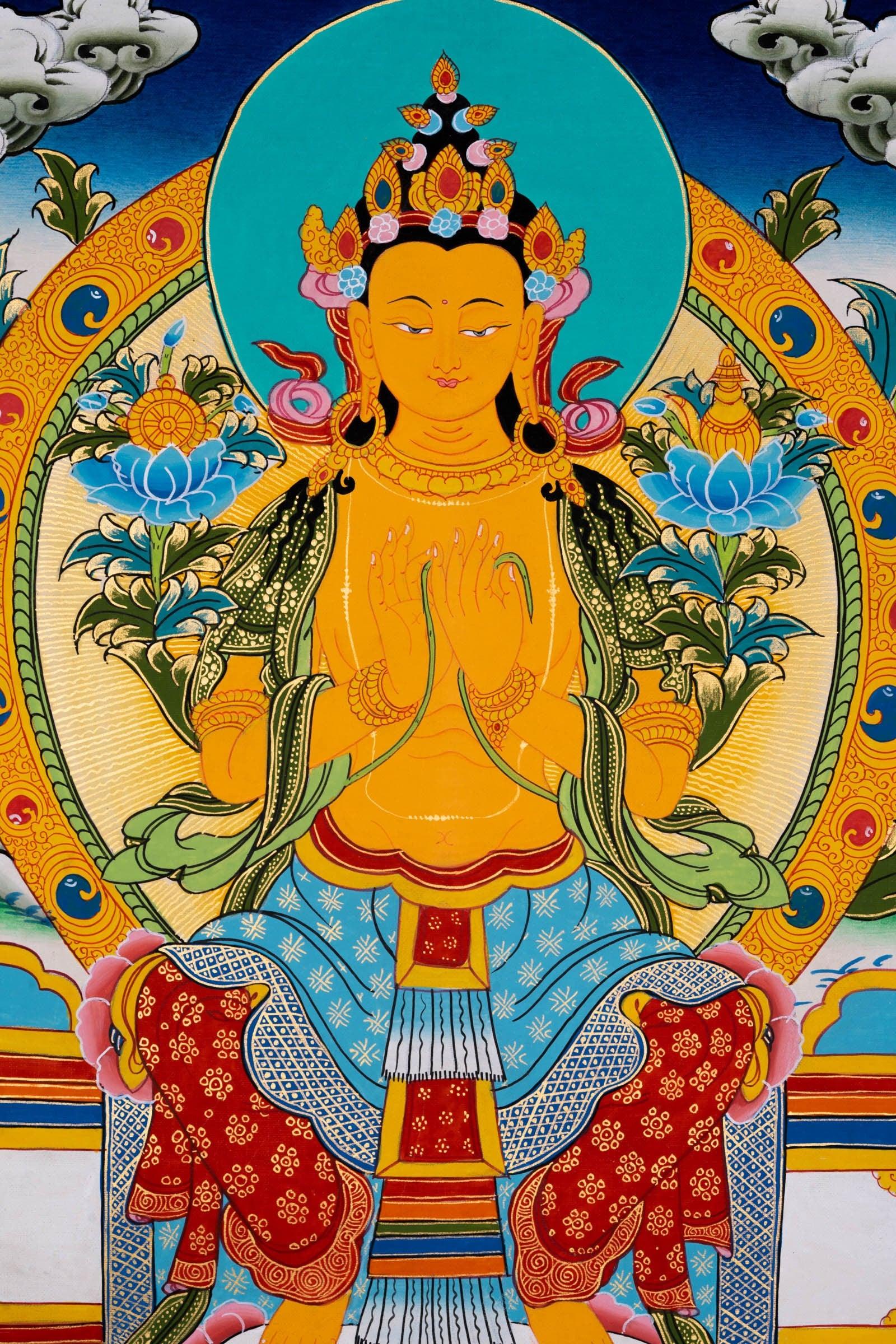 Genuine Thangka Painting of Maitreya Buddha - Himalayas Shop