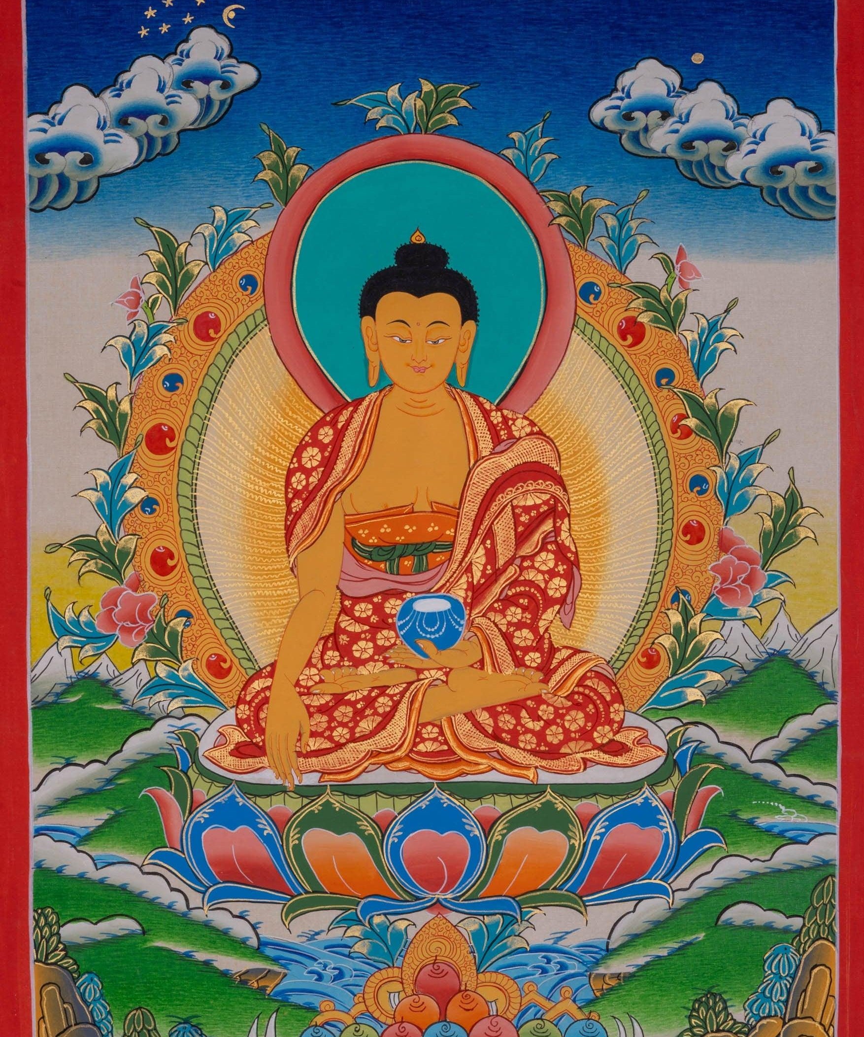 Shakyamuni Buddha thangka painting from Nepale - Himalayas Shop