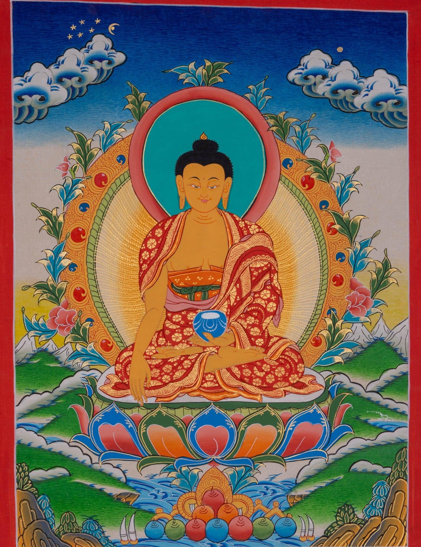 Shakyamuni Buddha thangka painting from Nepale - Himalayas Shop