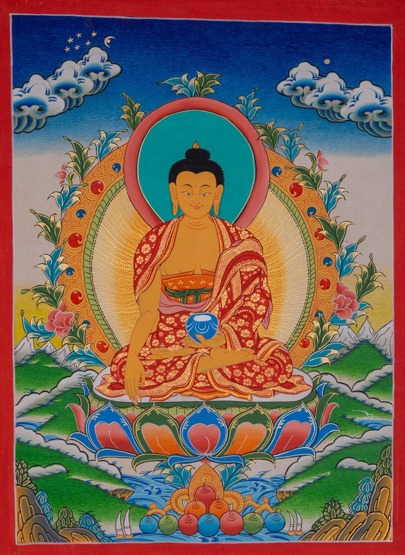 Shakyamuni Buddha thangka painting from Nepale - Himalayas Shop