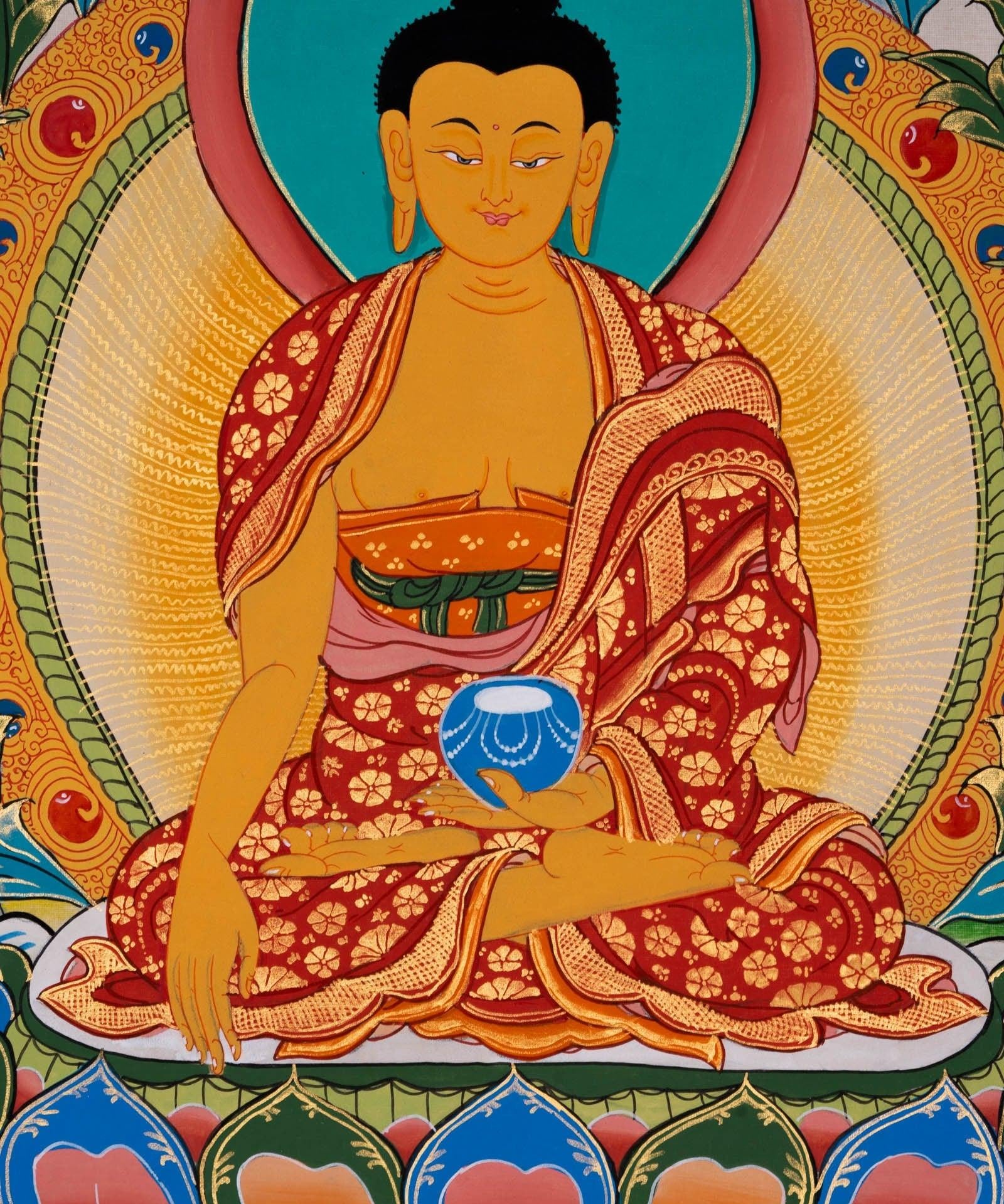 Shakyamuni Buddha thangka painting from Nepale - Himalayas Shop