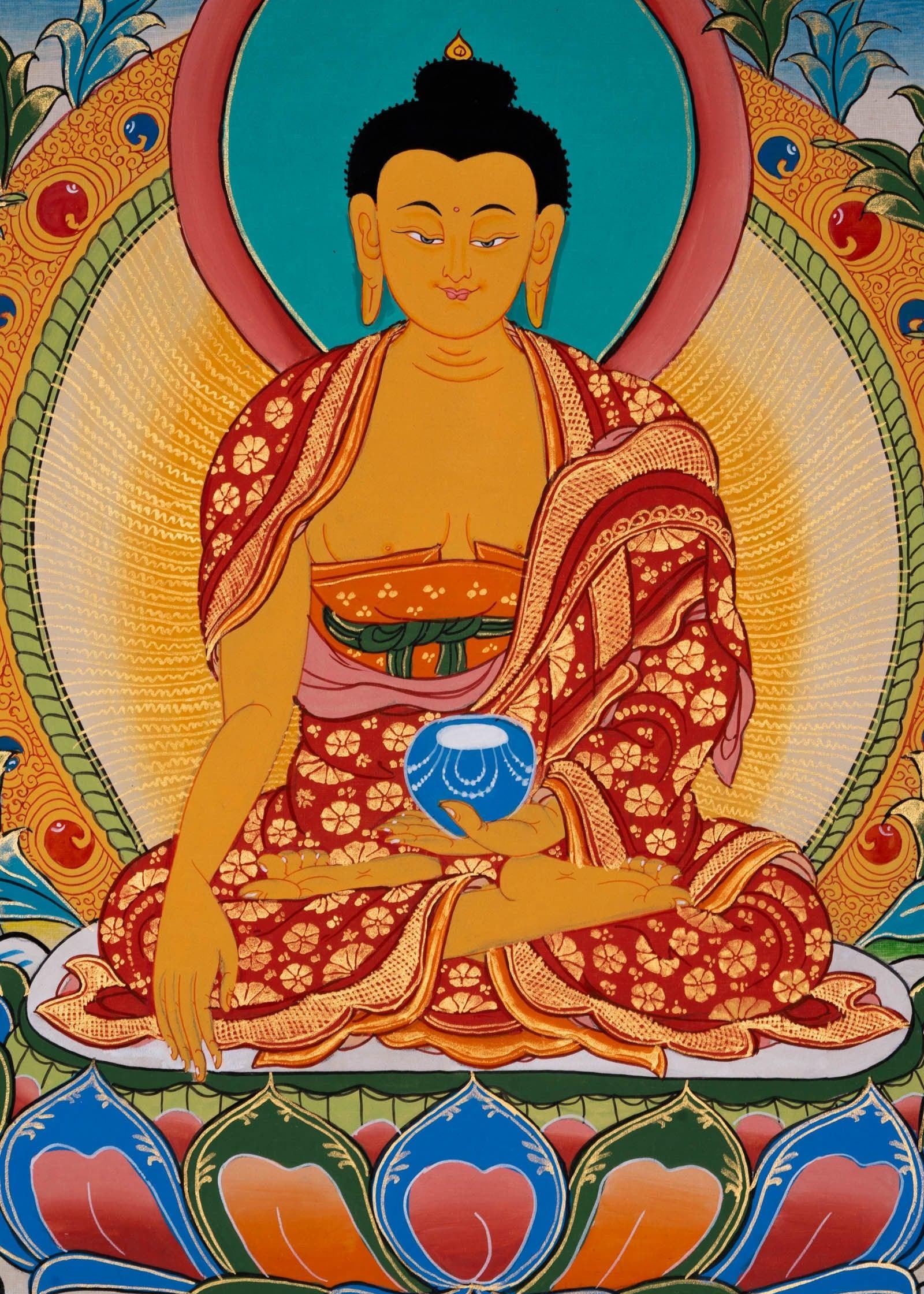 Shakyamuni Buddha thangka painting from Nepale - Himalayas Shop