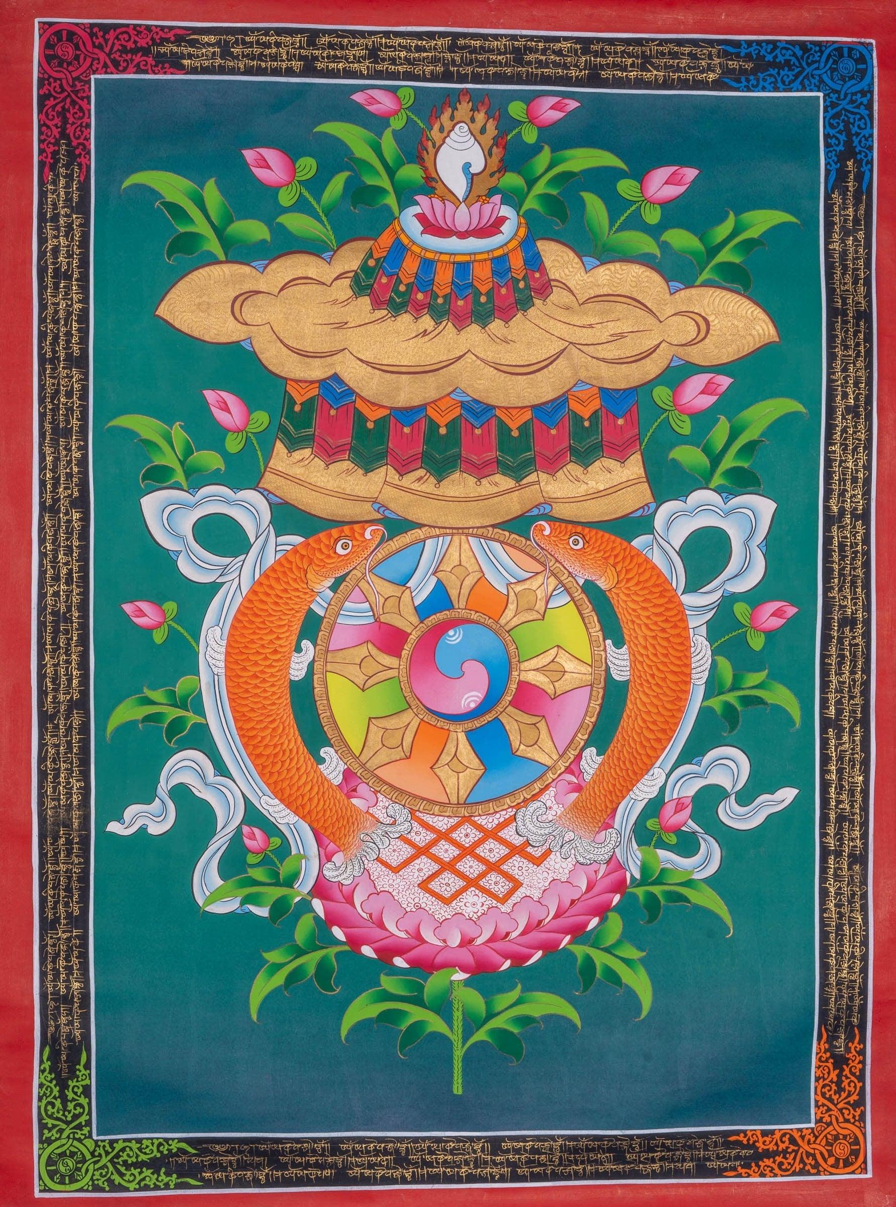 Eight Auspicious Symbol Thangka Painting - Himalayas Shop