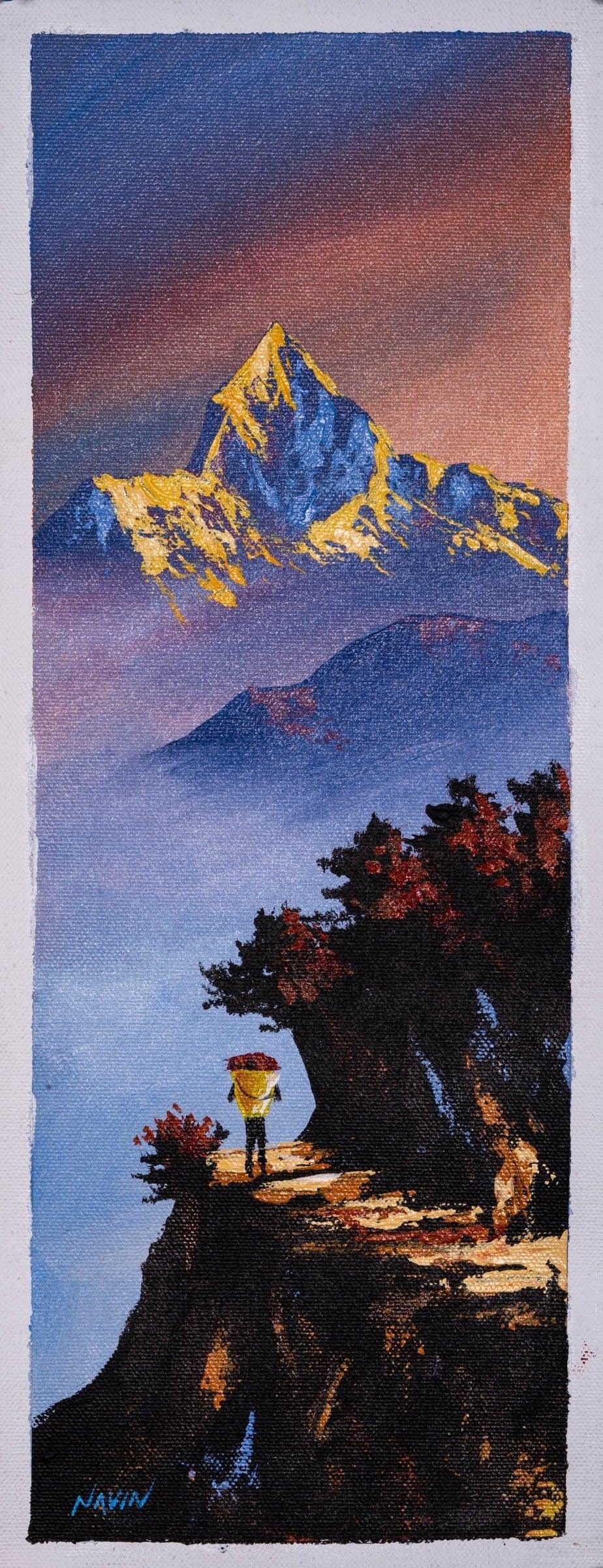 Mount Fishtail Oil Painting - Himalayas Shop