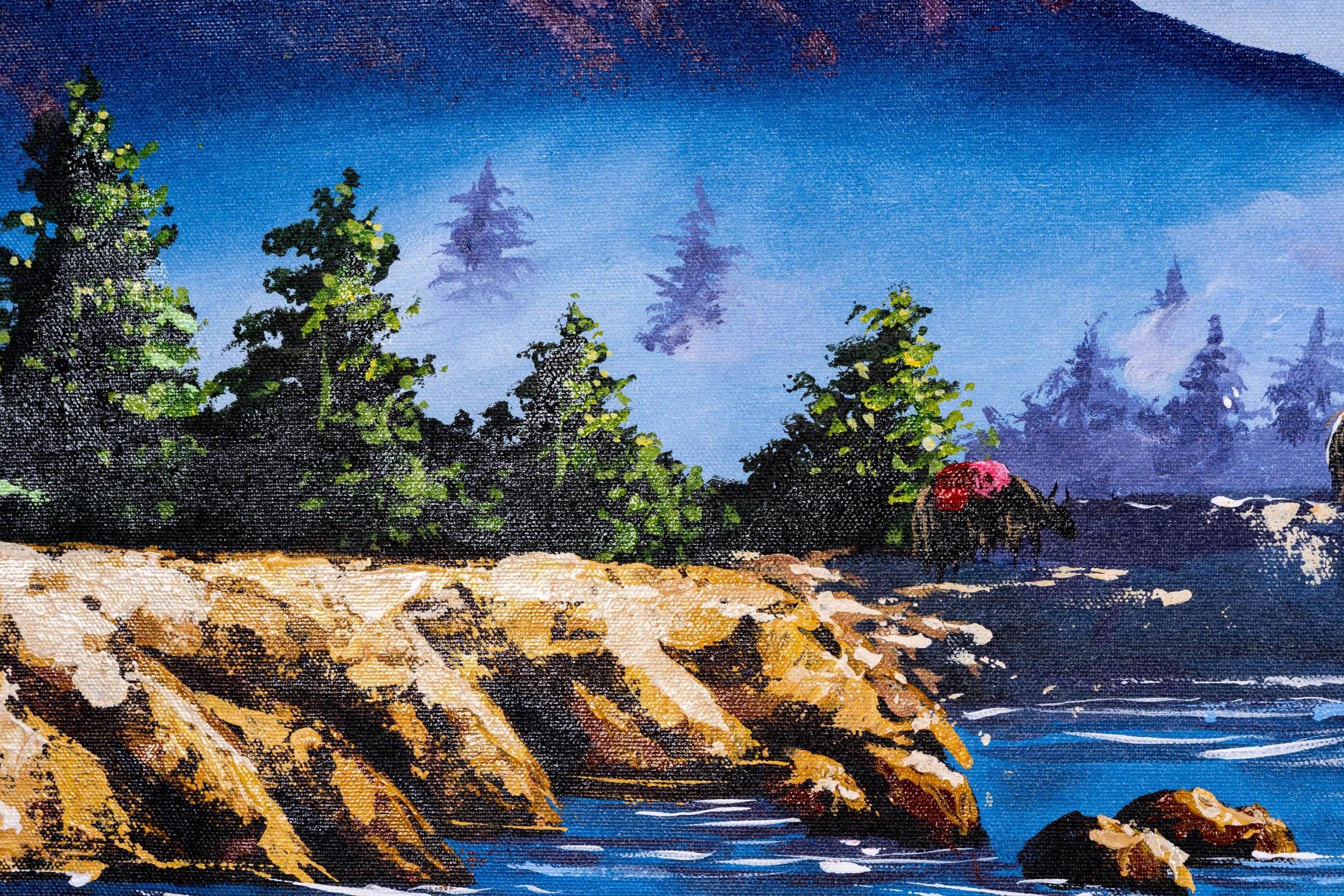 Mount Everest and Mt Ama Dublam Oil Painting - Himalayas Shop