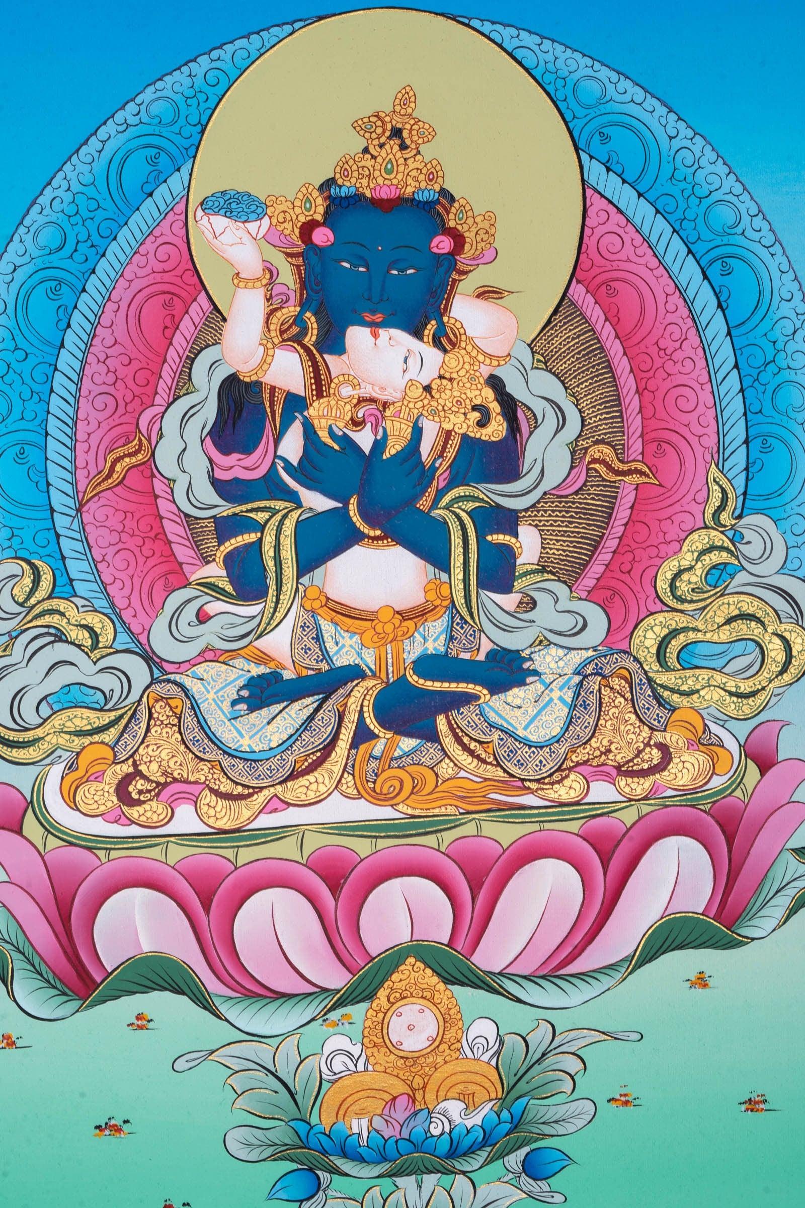 Thangka of Bajradhara with Shakti - Himalayas Shop