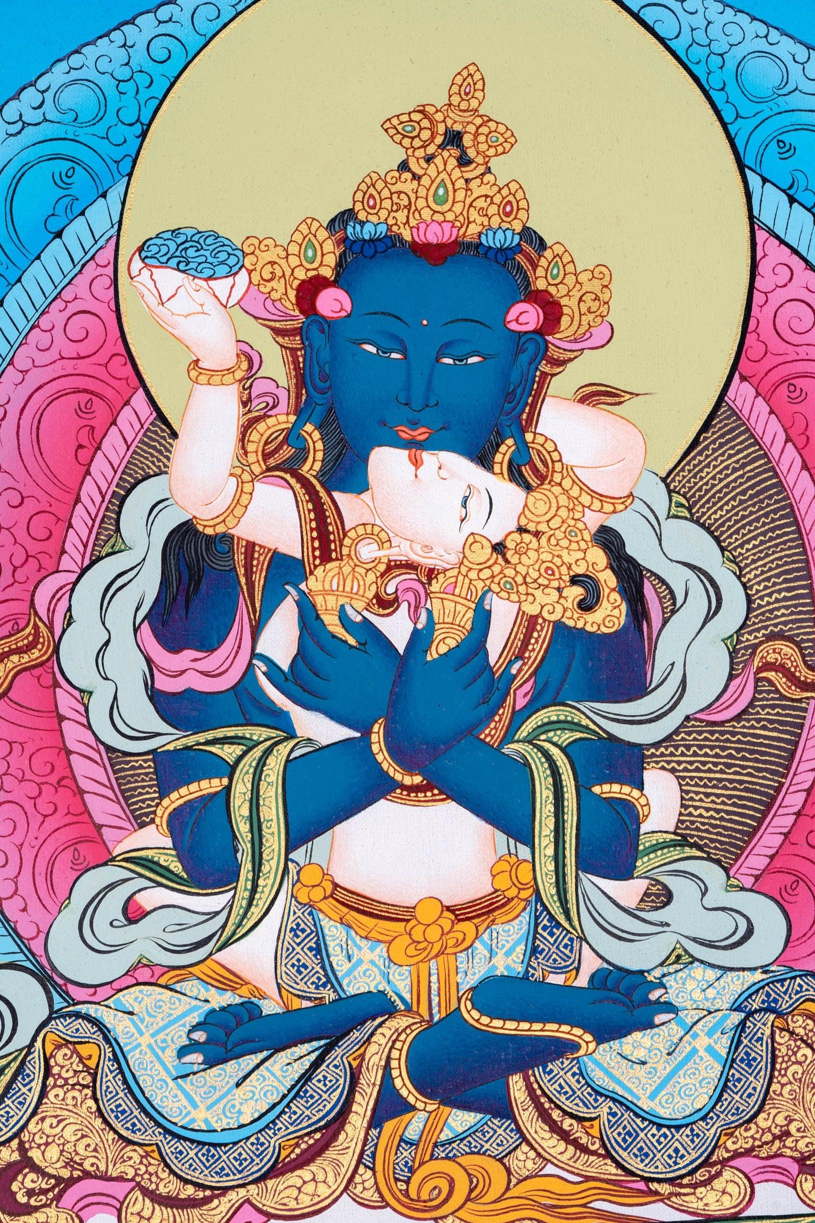 Thangka of Bajradhara with Shakti - Himalayas Shop