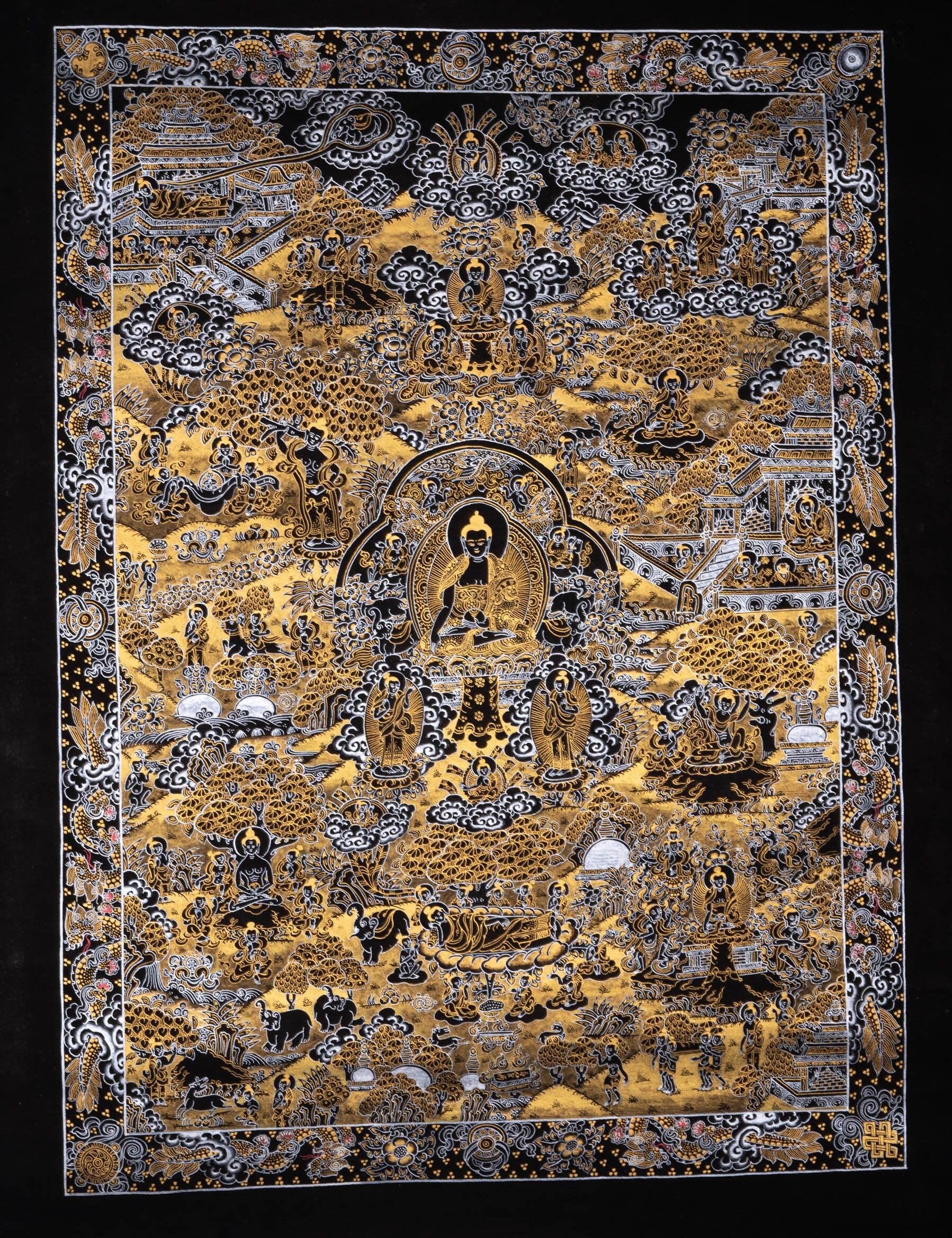 Wall hanging Buddha Enlightenment Thangka - Himalayas Shop