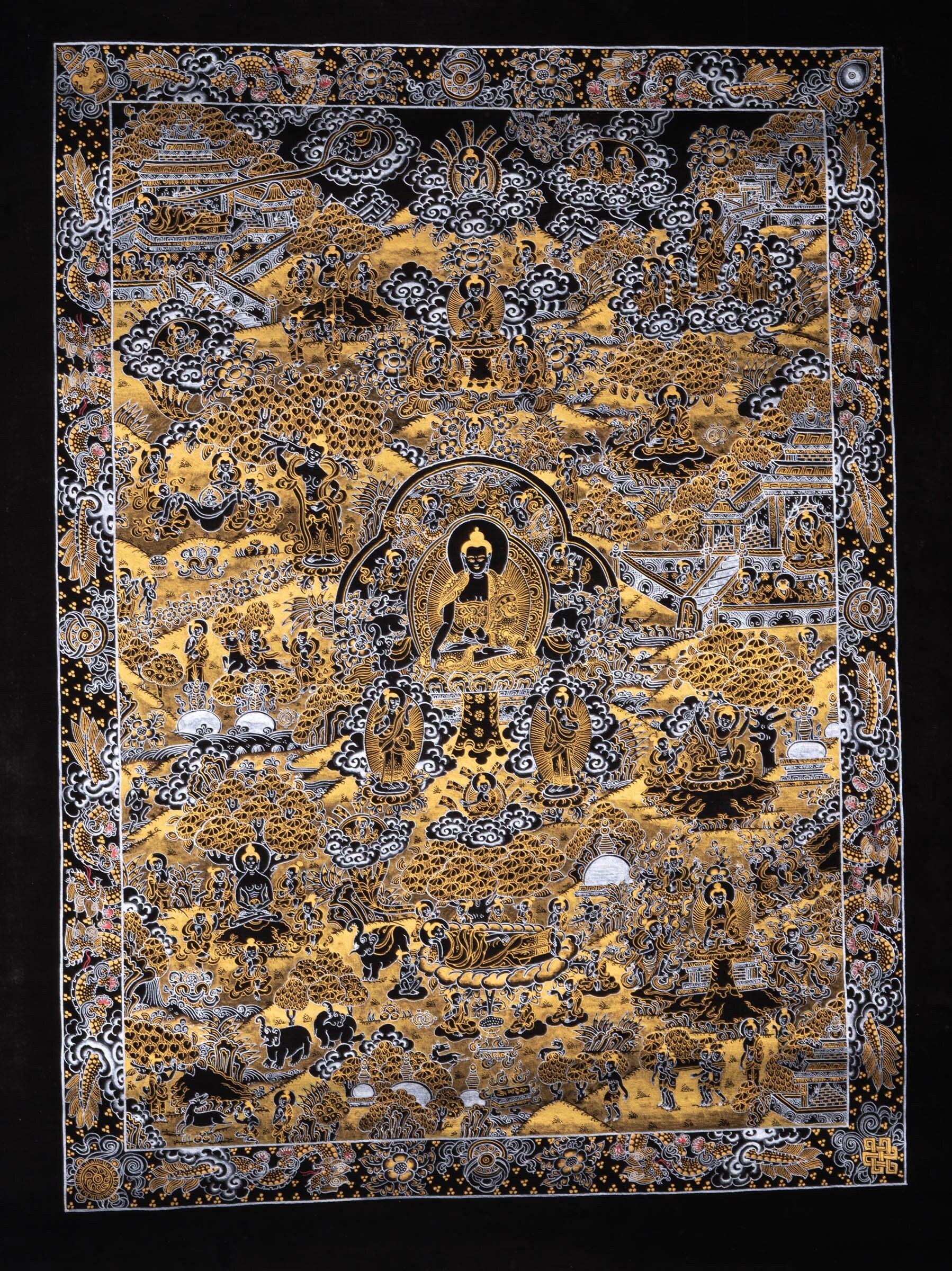 Wall hanging Buddha Enlightenment Thangka - Himalayas Shop