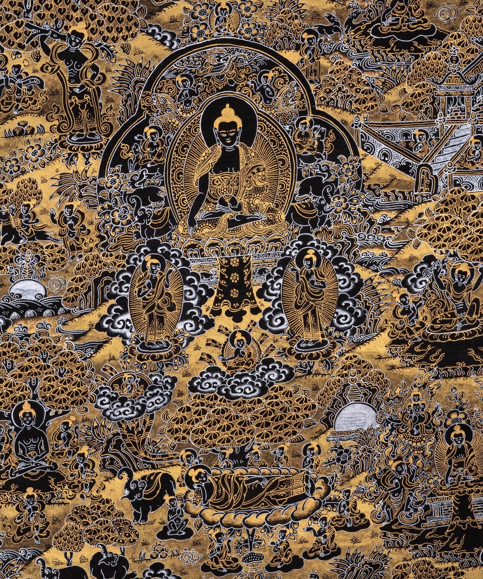 Wall hanging Buddha Enlightenment Thangka - Himalayas Shop