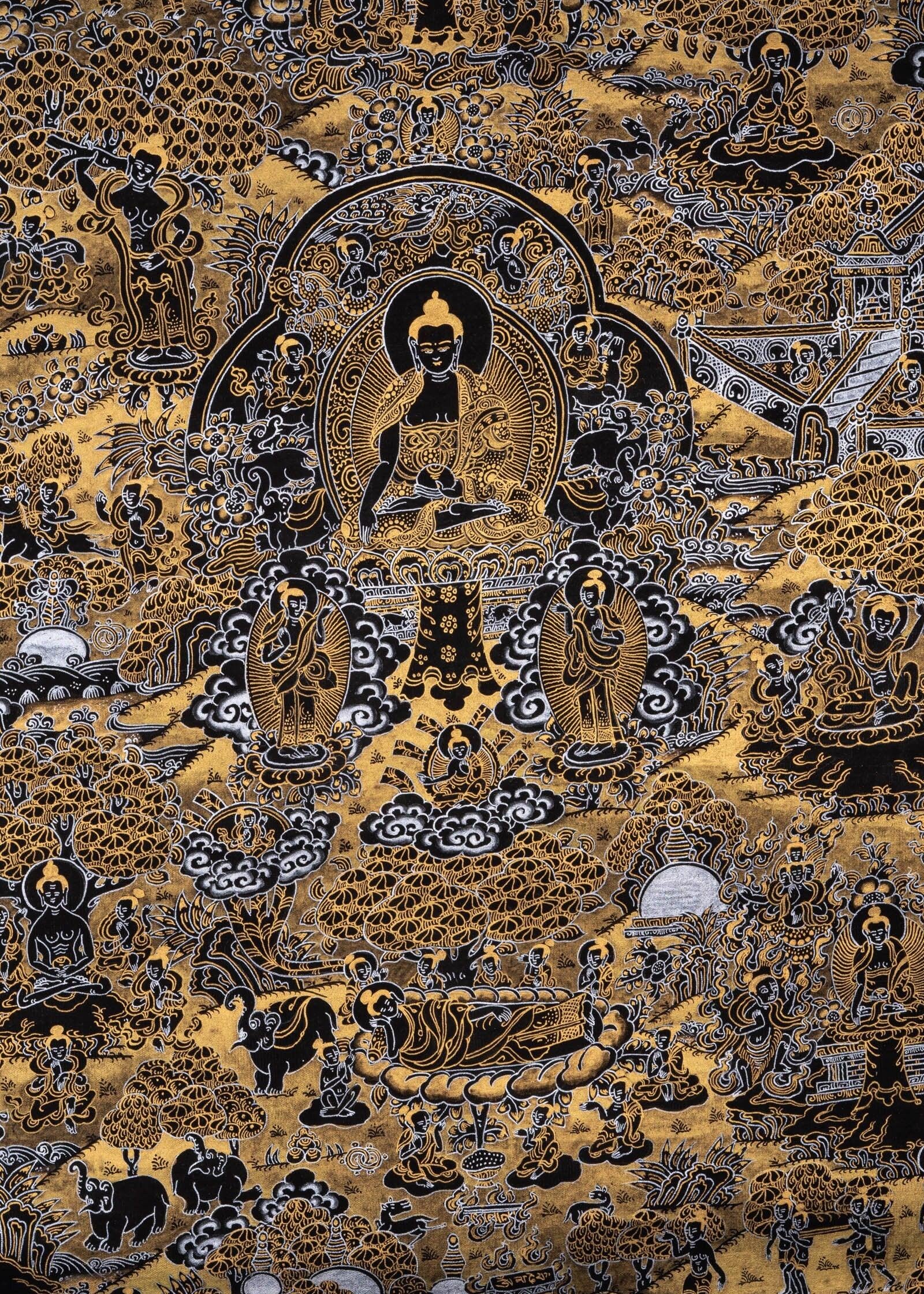 Wall hanging Buddha Enlightenment Thangka - Himalayas Shop