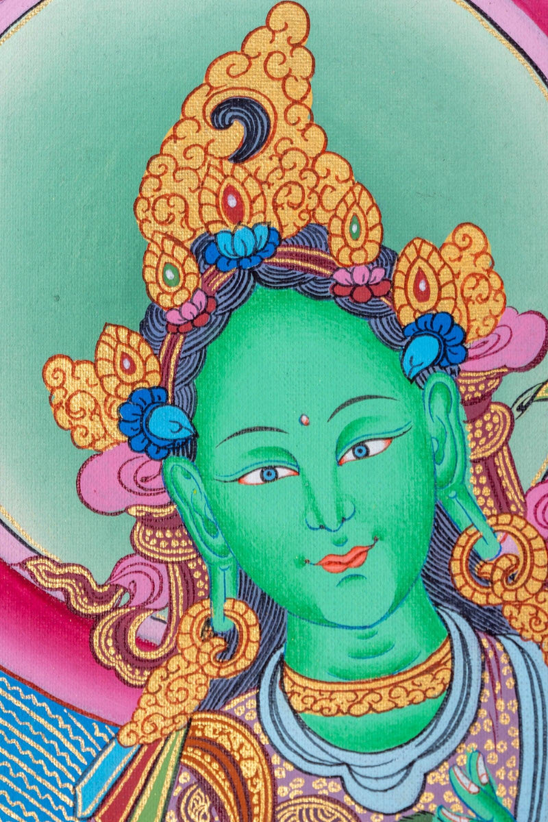 Compassionate Green Tara Thangka Painting - Himalayas Shop
