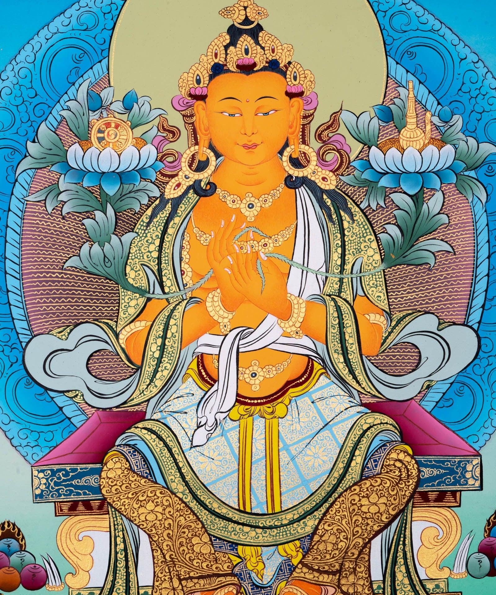 Maitreya Buddha Thangka Art - Himalayas Shop