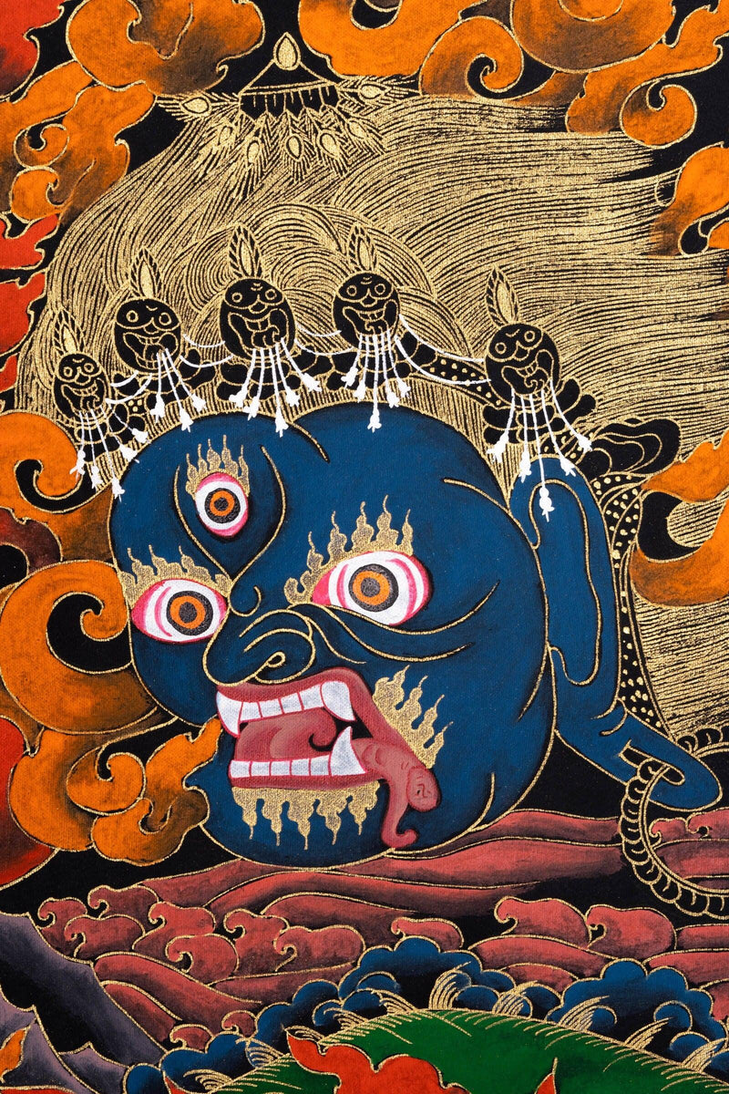 Thangka Painting of Yamantaka Head - Himalayas Shop