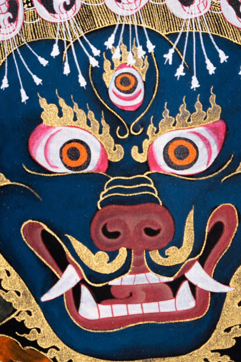 Thangka Painting of Yamantaka Head - Himalayas Shop