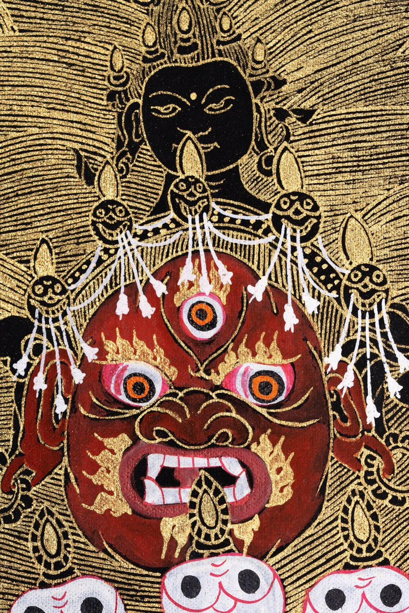 Thangka Painting of Yamantaka Head - Himalayas Shop