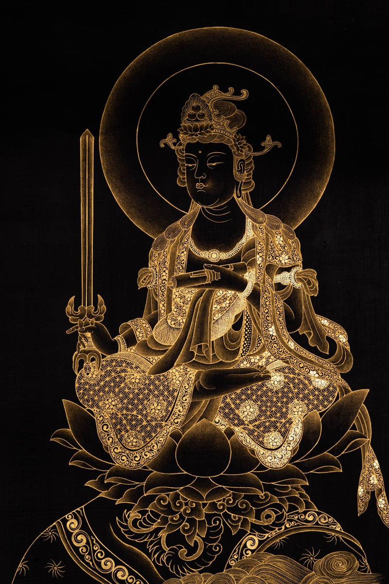 Japanese Manjushree Bodhisattva Thangka Painting