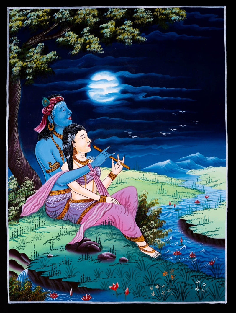 Thangka painting of Radha Krishna