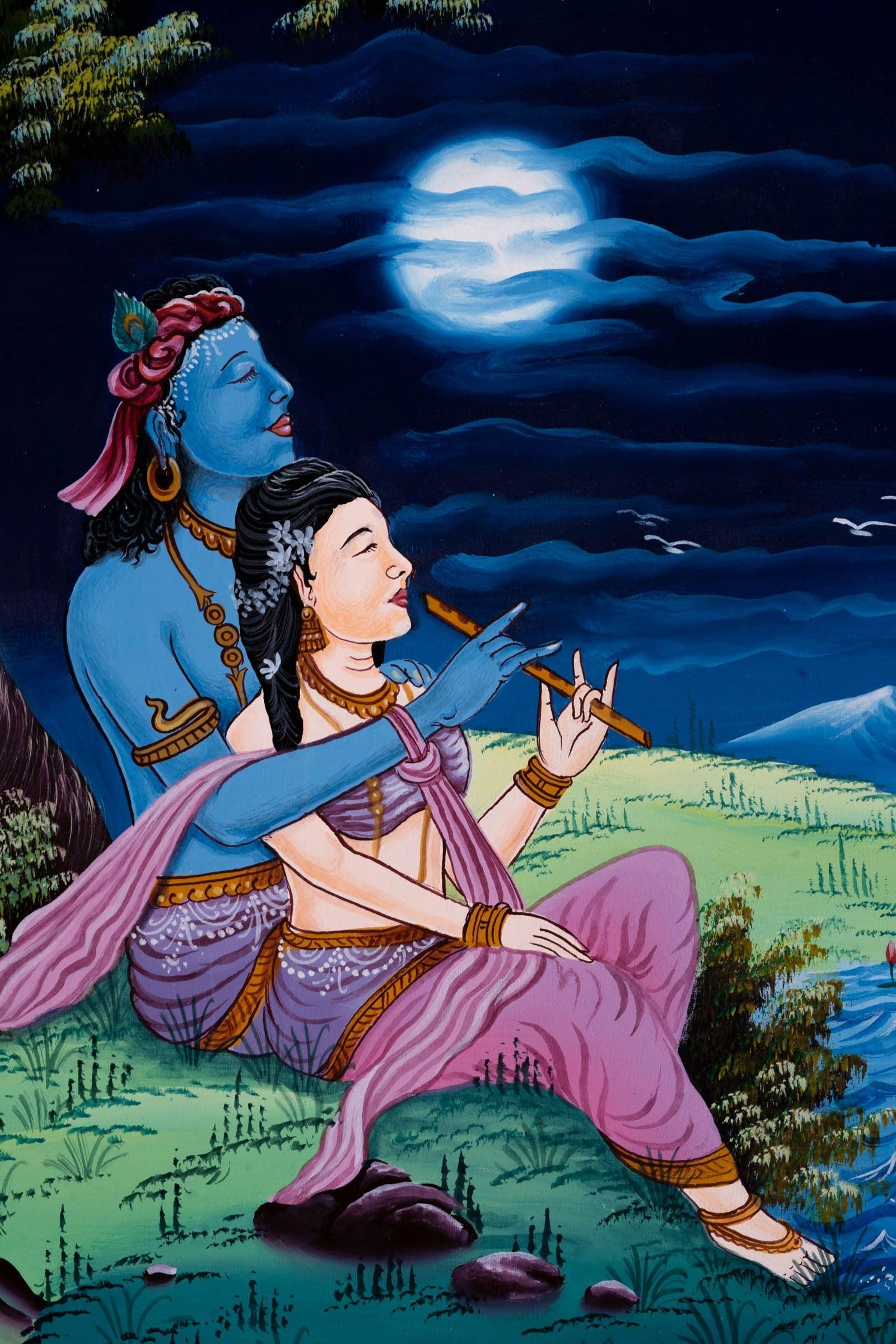 Thangka painting of Radha Krishna