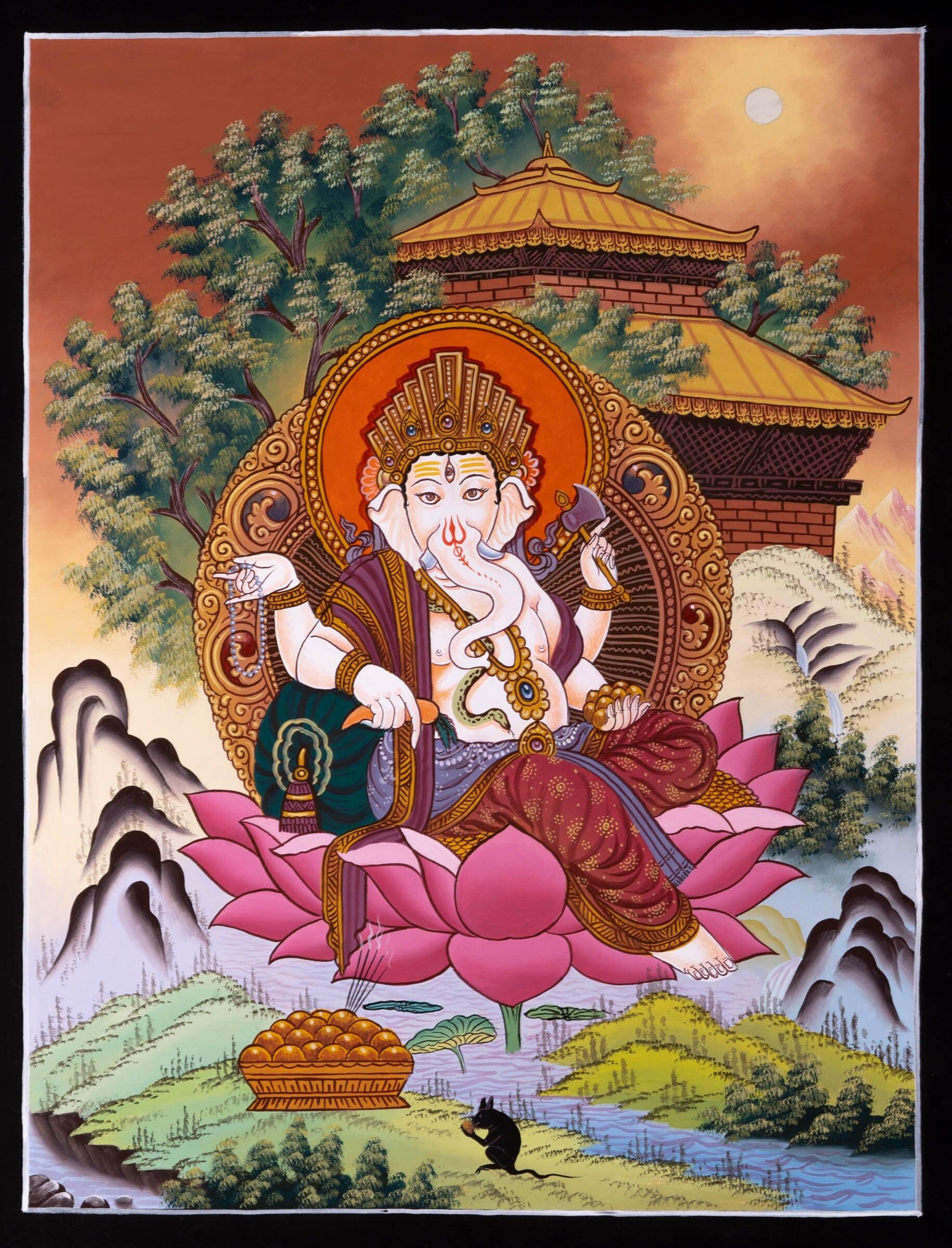 Shree Ganesh Thangka Painting