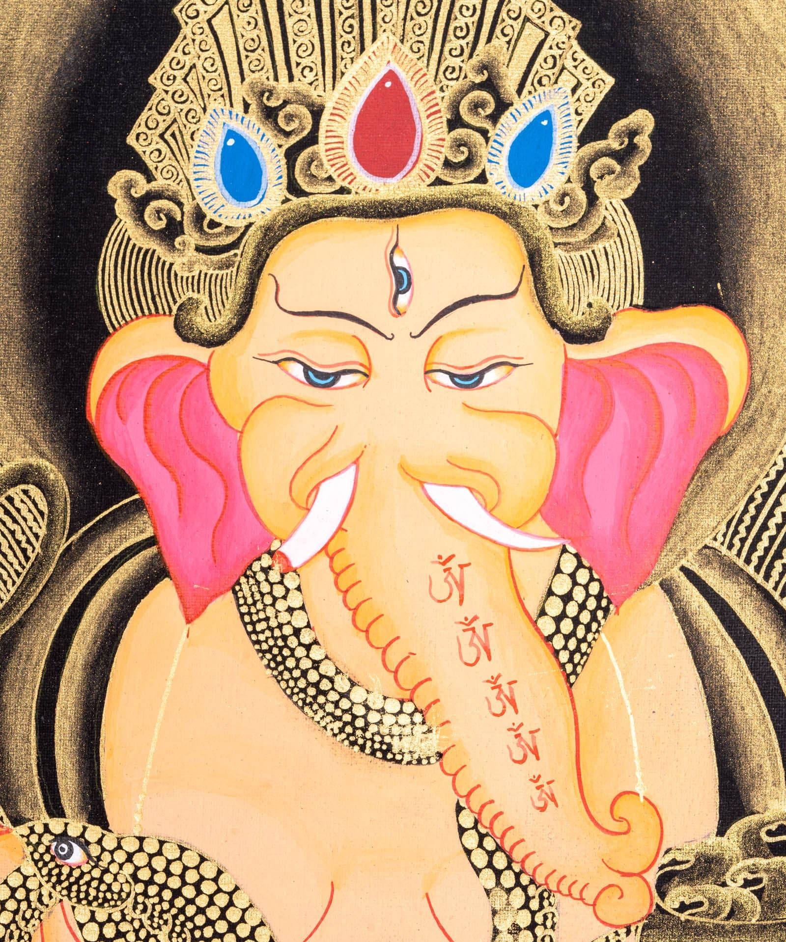4 Hand Shri Ganesh Thangka Painting