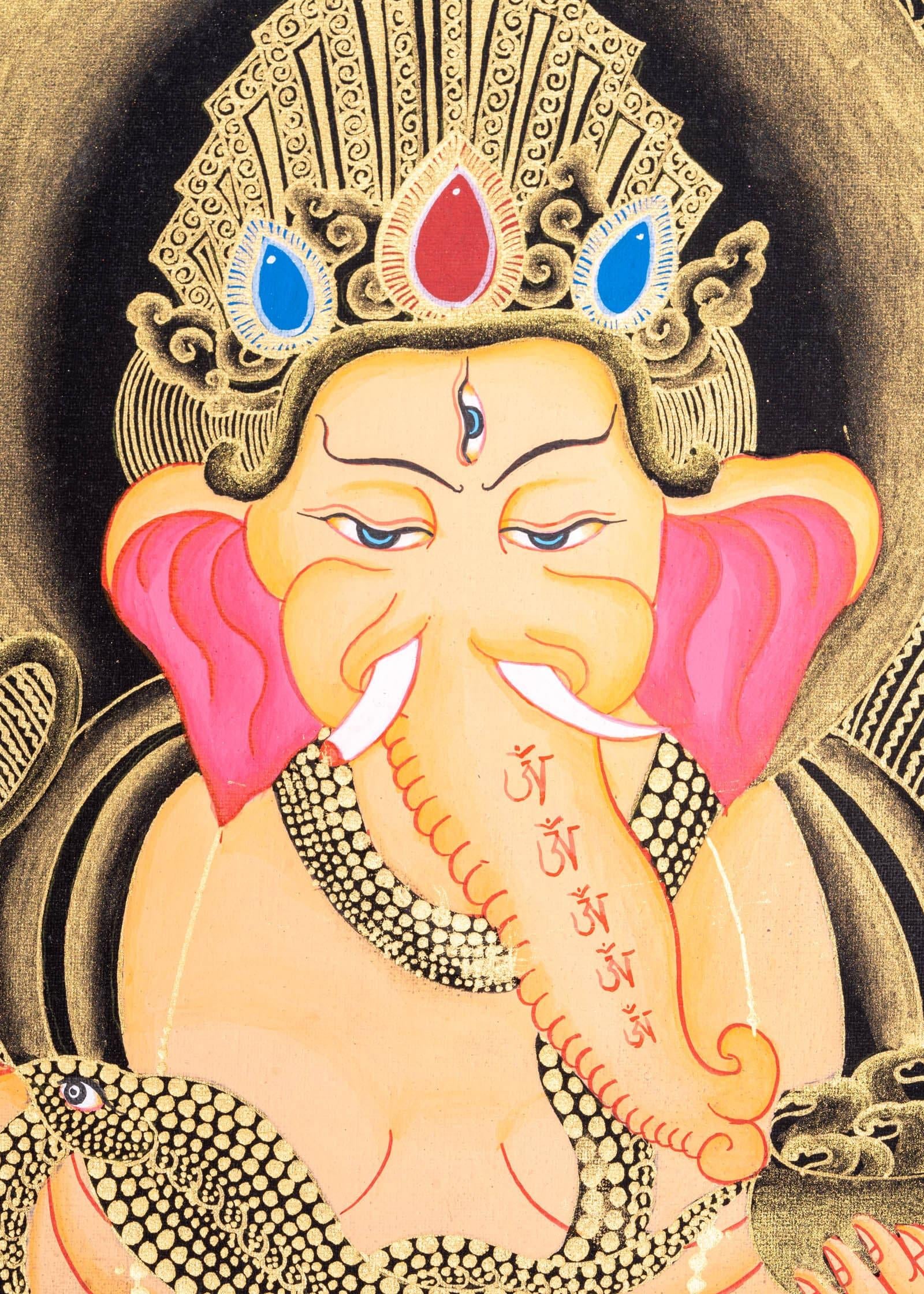 4 Hand Shri Ganesh Thangka Painting