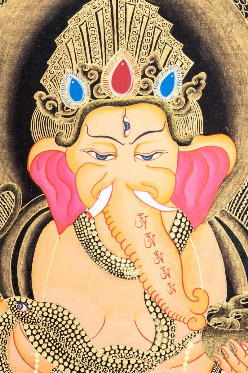 4 Hand Shri Ganesh Thangka Painting