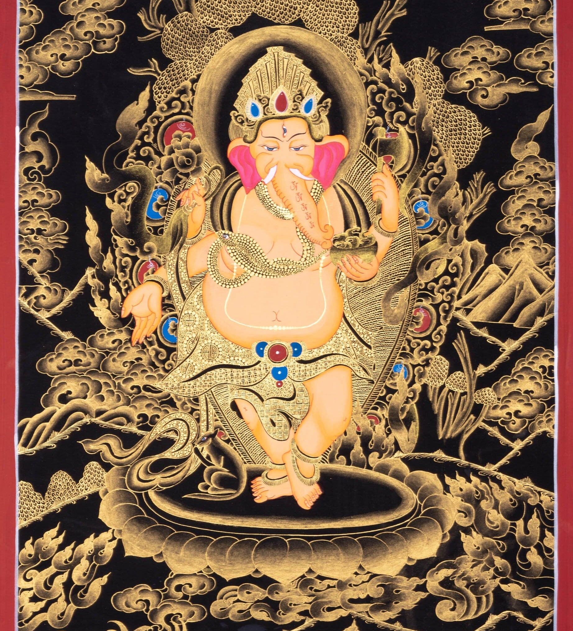 4 Hand Shri Ganesh Thangka Painting
