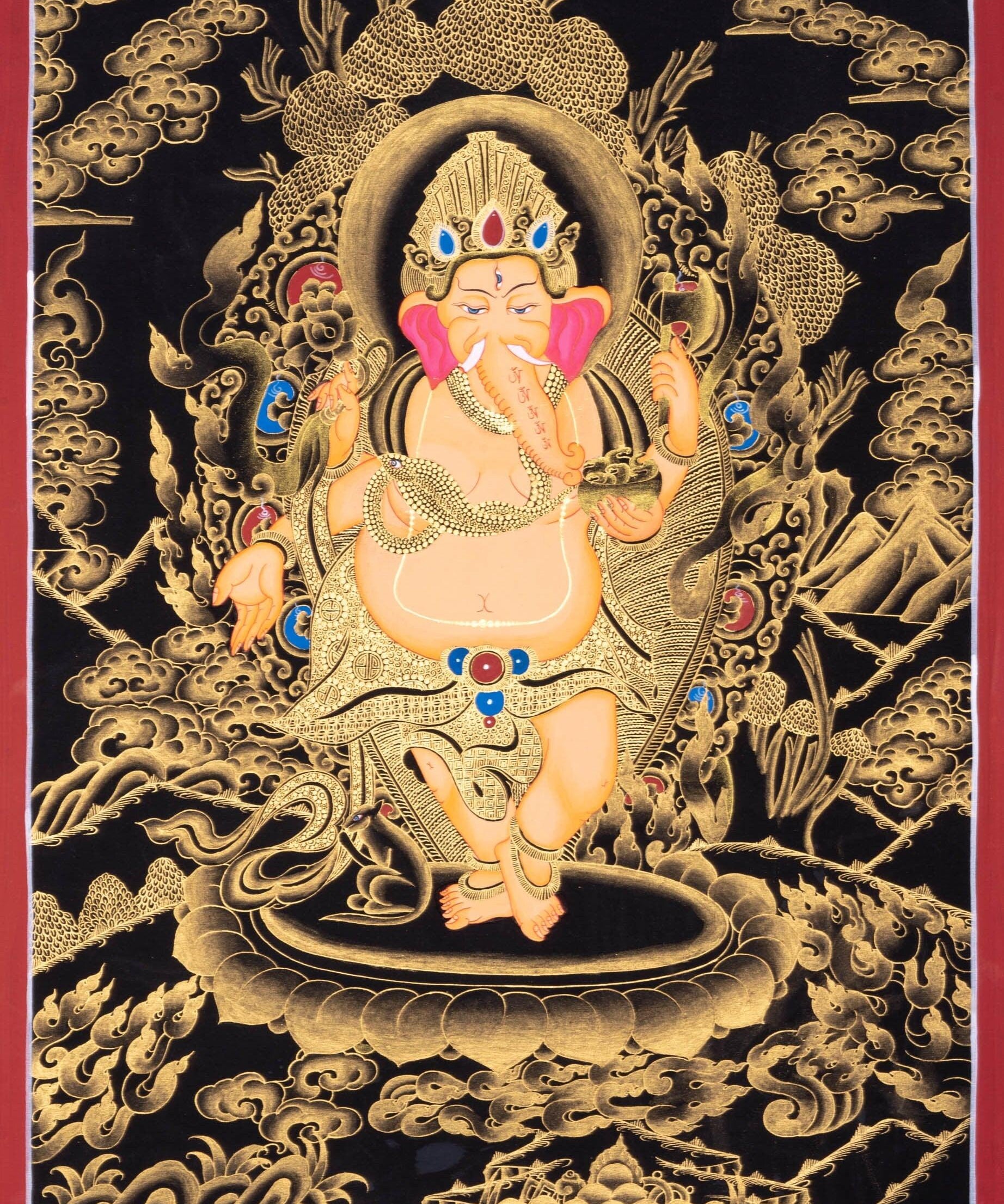 4 Hand Shri Ganesh Thangka Painting