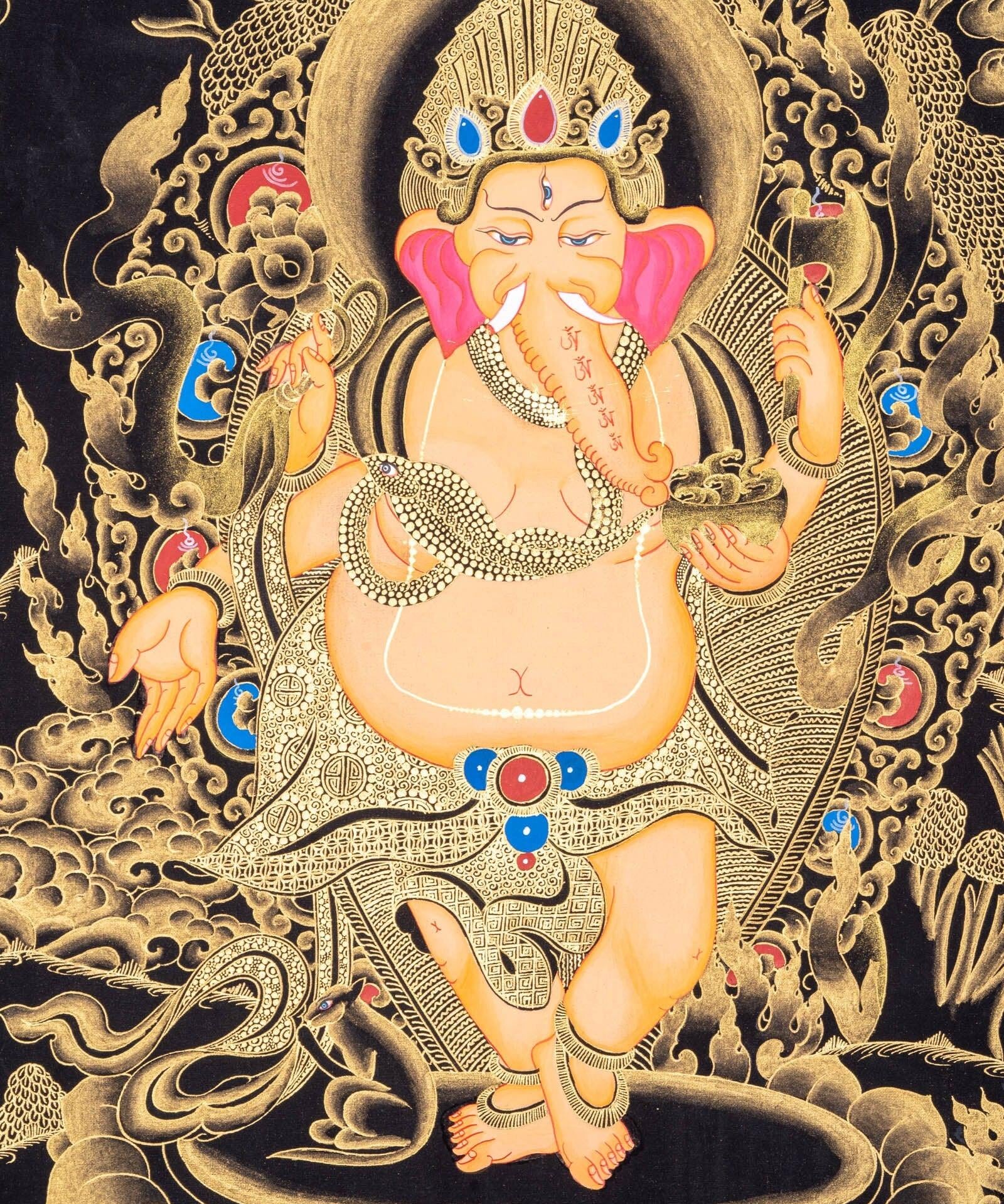 4 Hand Shri Ganesh Thangka Painting