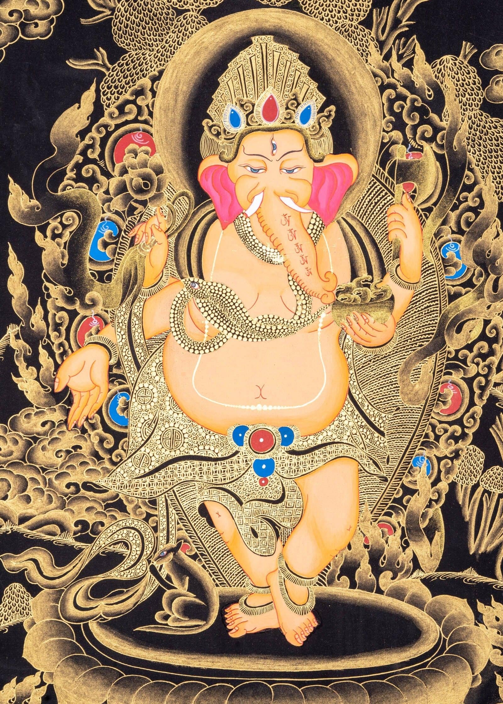 4 Hand Shri Ganesh Thangka Painting