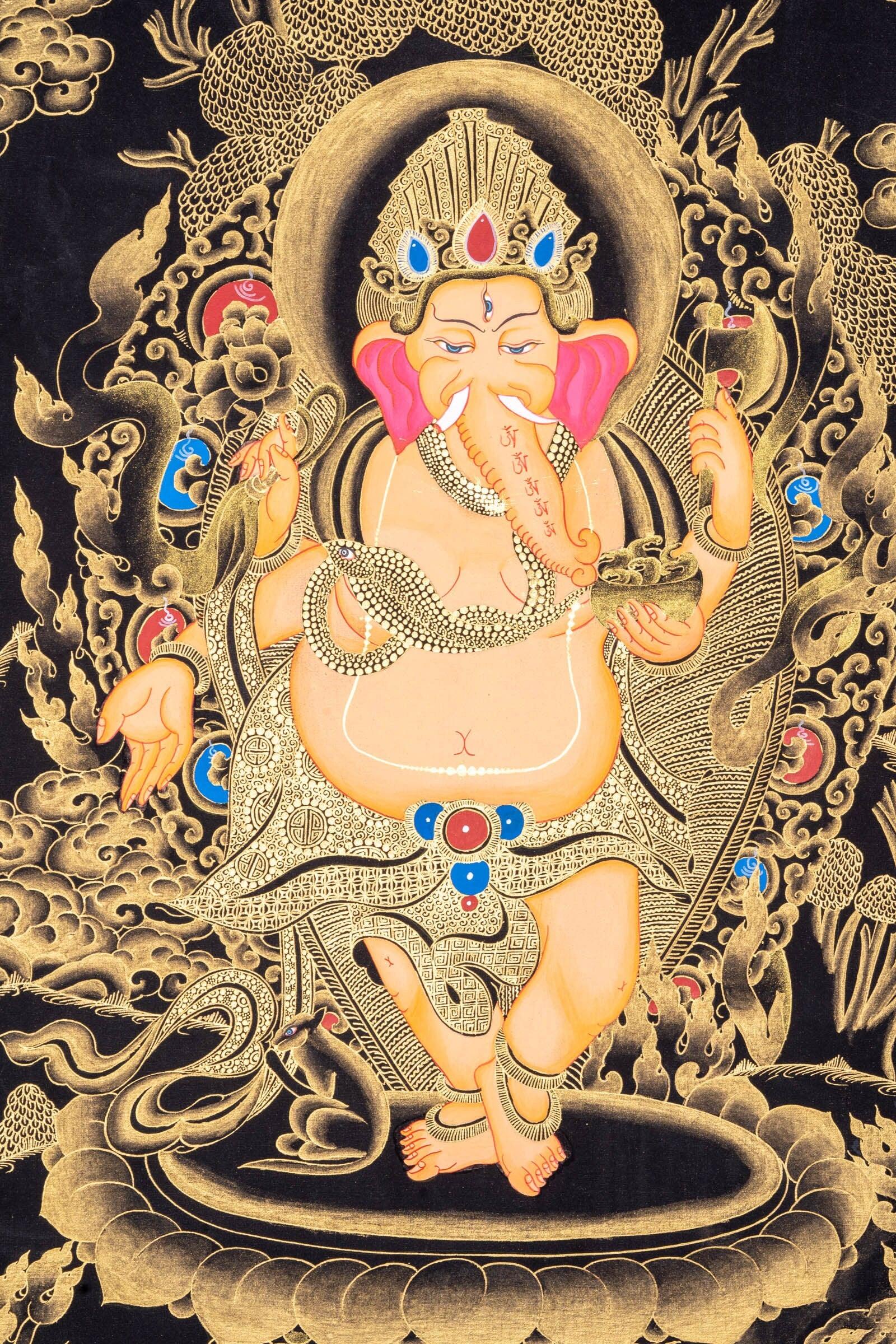 4 Hand Shri Ganesh Thangka Painting