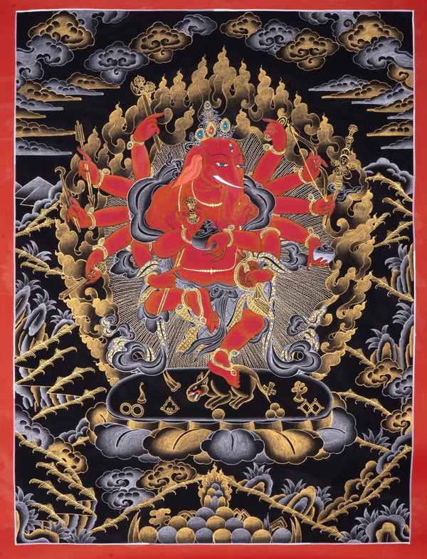 12 Hand Shri Ganesh Thangka Painting
