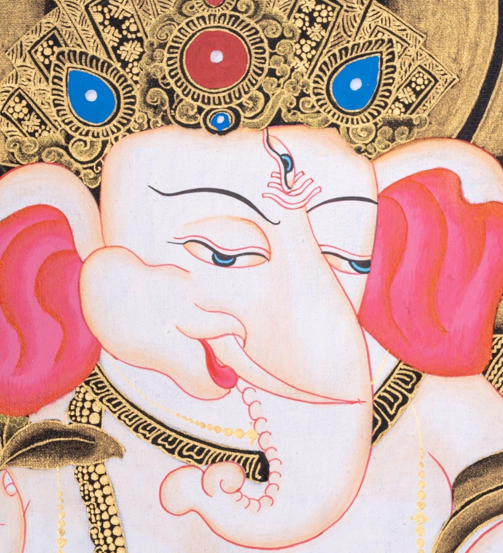 Handmade Shri Ganesh Thangka Painting