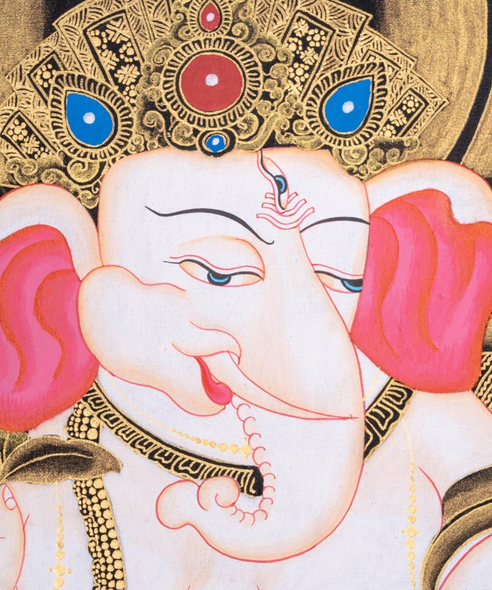 Handmade Shri Ganesh Thangka Painting