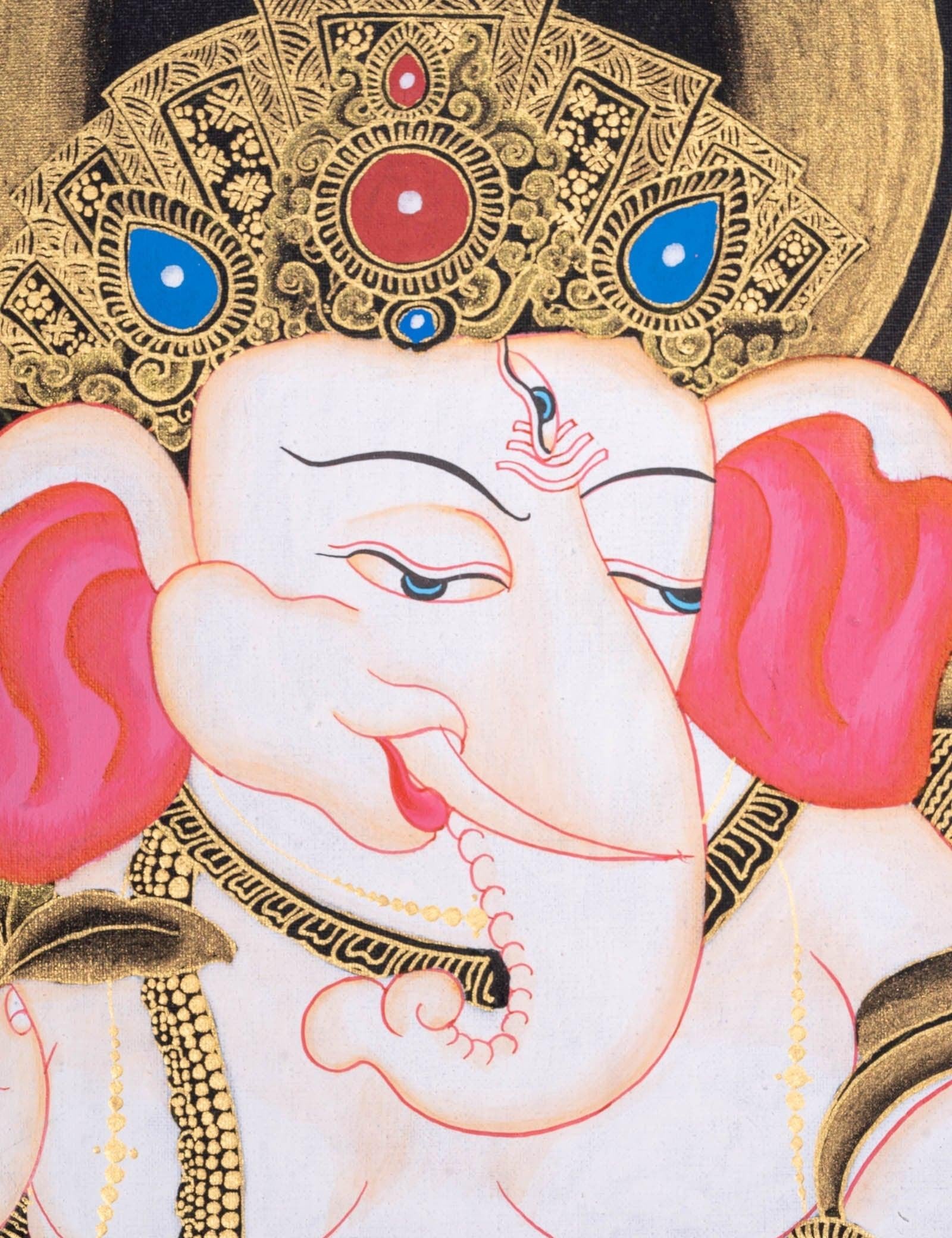Handmade Shri Ganesh Thangka Painting