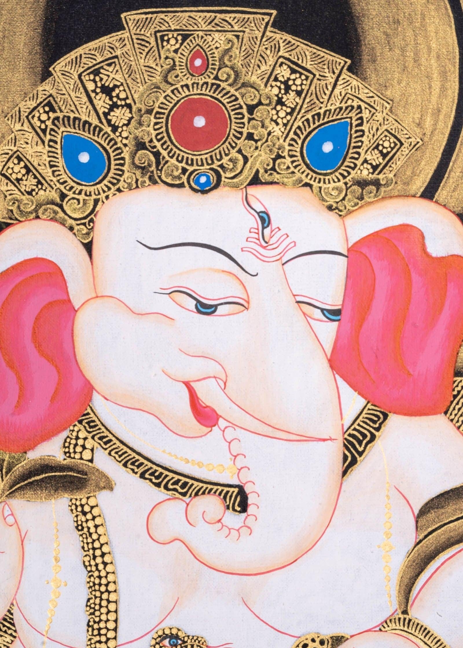 Handmade Shri Ganesh Thangka Painting